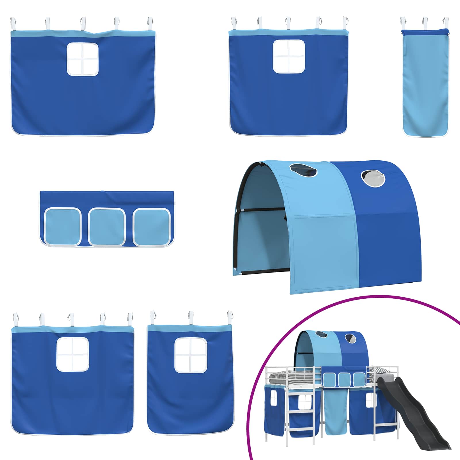 Loftbed voor Kids Wit en Blauw 75 x 190 cm Metaal is nu te koop bij PeponiXL, paradijselijk wonen!