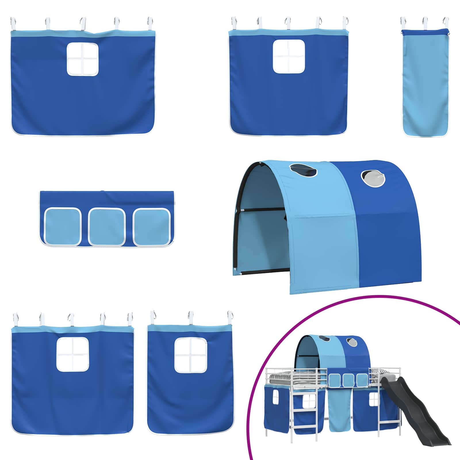 Loftbed voor Kids Wit en Blauw 80 x 200 cm Metaal is nu te koop bij PeponiXL, paradijselijk wonen!