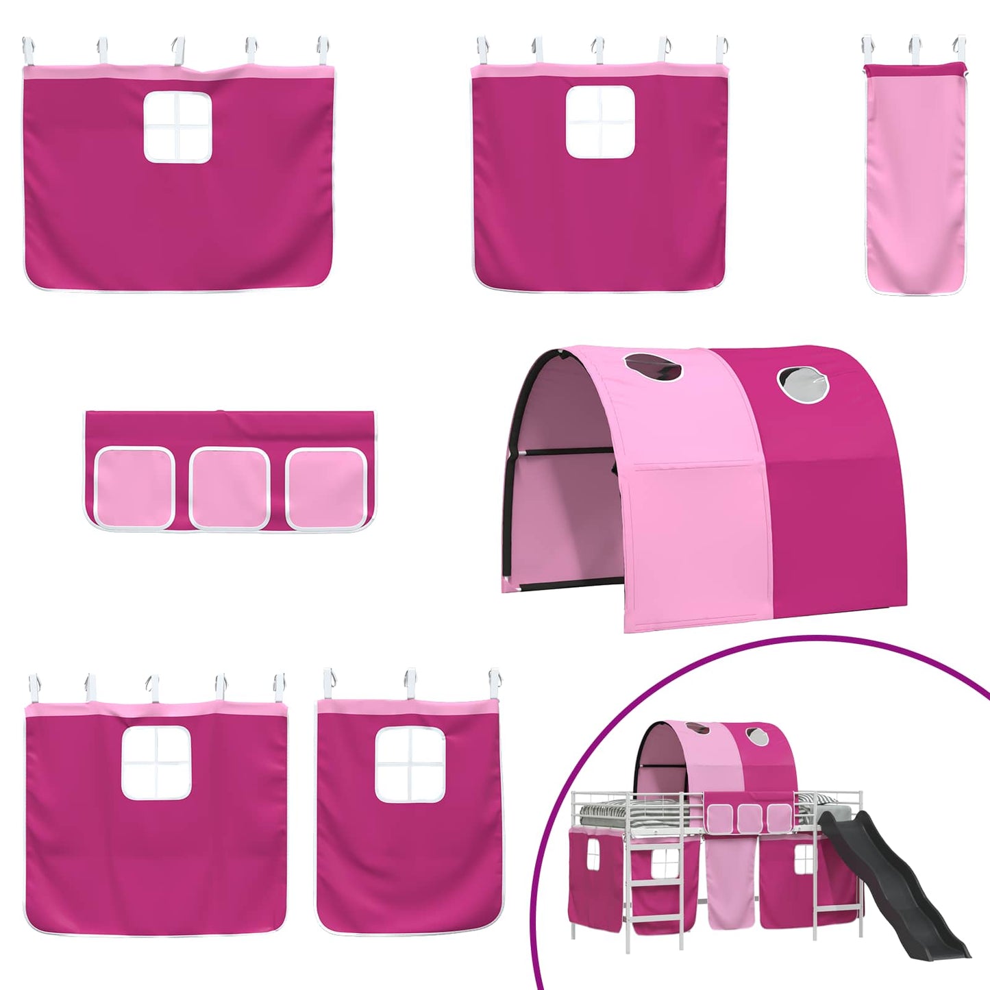 Loftbed voor Kids Wit en Roze 107 x 200 cm Metaal is nu te koop bij PeponiXL, paradijselijk wonen!