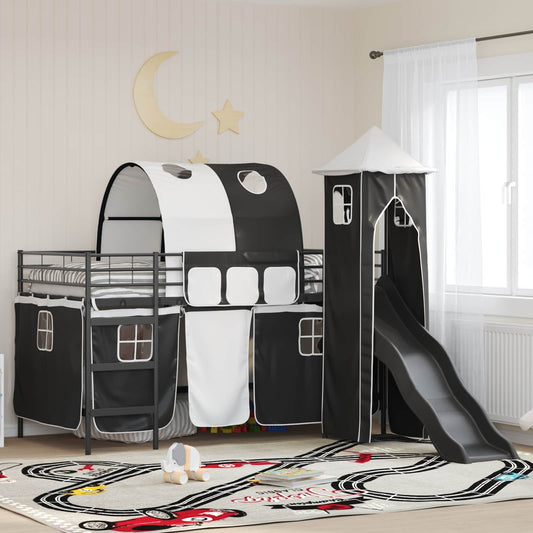 Loftbed voor Kids Zwart 80 x 200 cm Metaal is nu te koop bij PeponiXL, paradijselijk wonen!