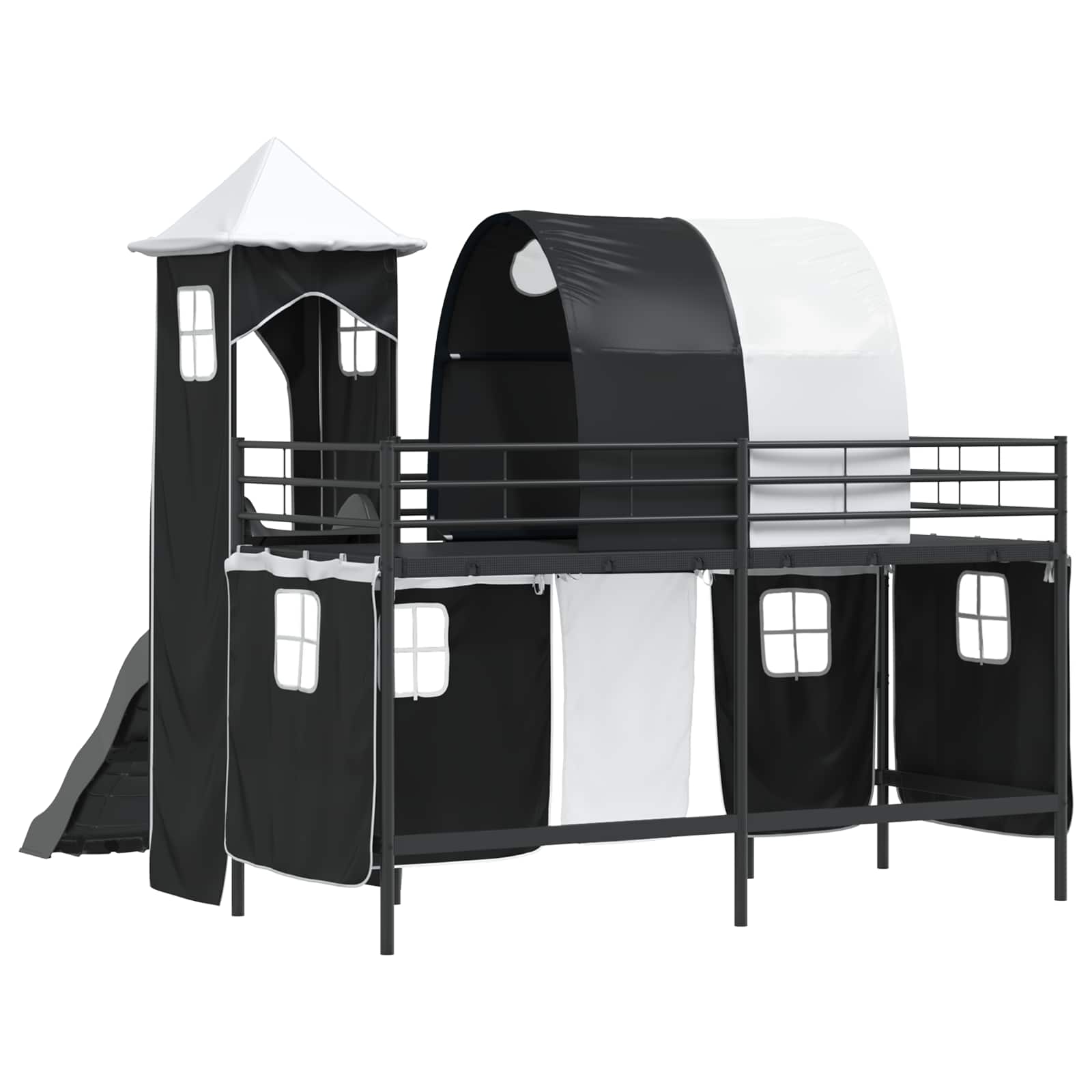 Loftbed voor Kids Zwart 90 x 190 cm Metaal is nu te koop bij PeponiXL, paradijselijk wonen!