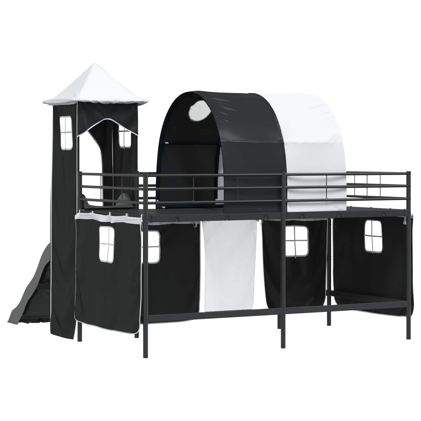 Loftbed voor Kids Zwart 100 x 200 cm Metaal is nu te koop bij PeponiXL, paradijselijk wonen!
