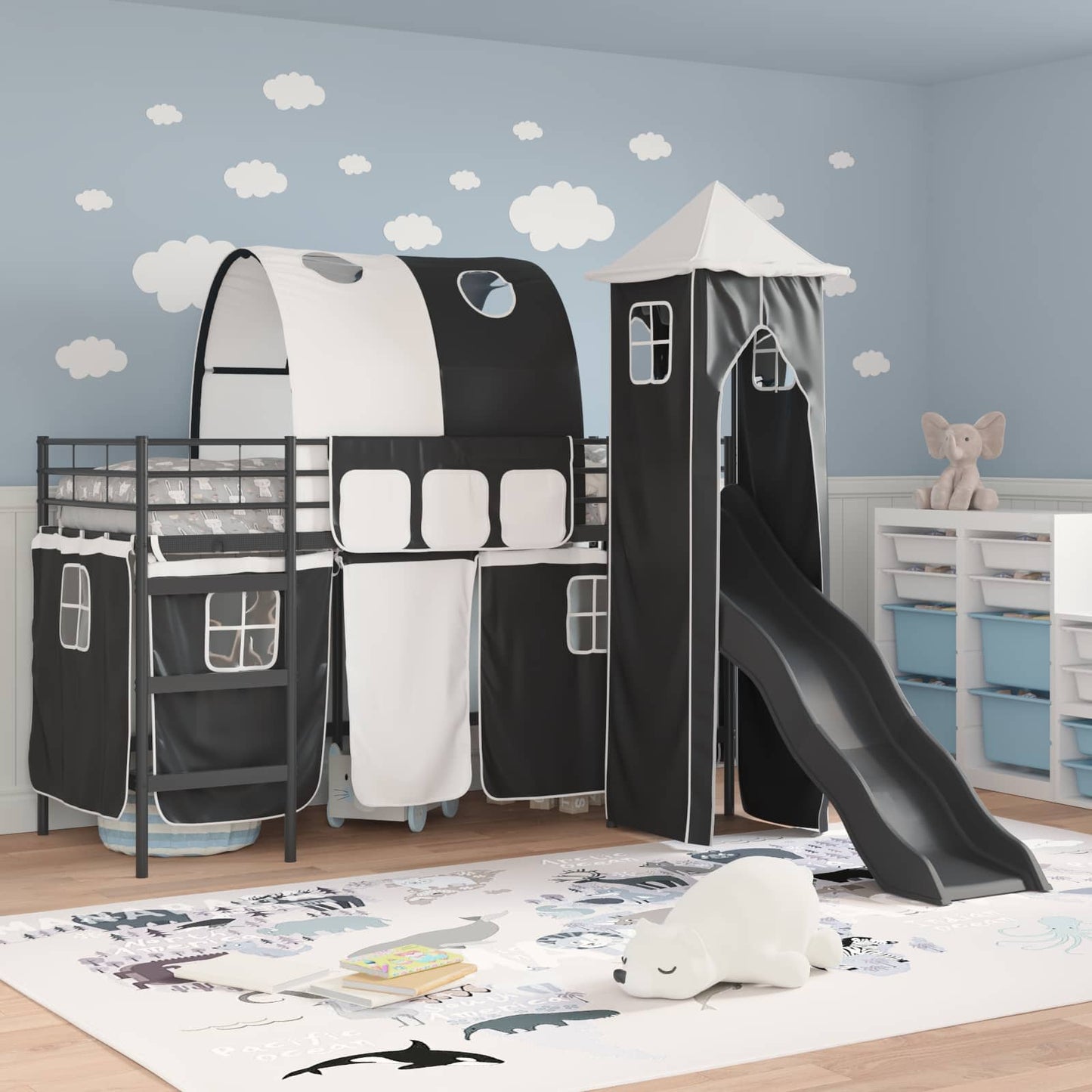 Loftbed voor Kids Zwart 100 x 190 cm Metaal is nu te koop bij PeponiXL, paradijselijk wonen!