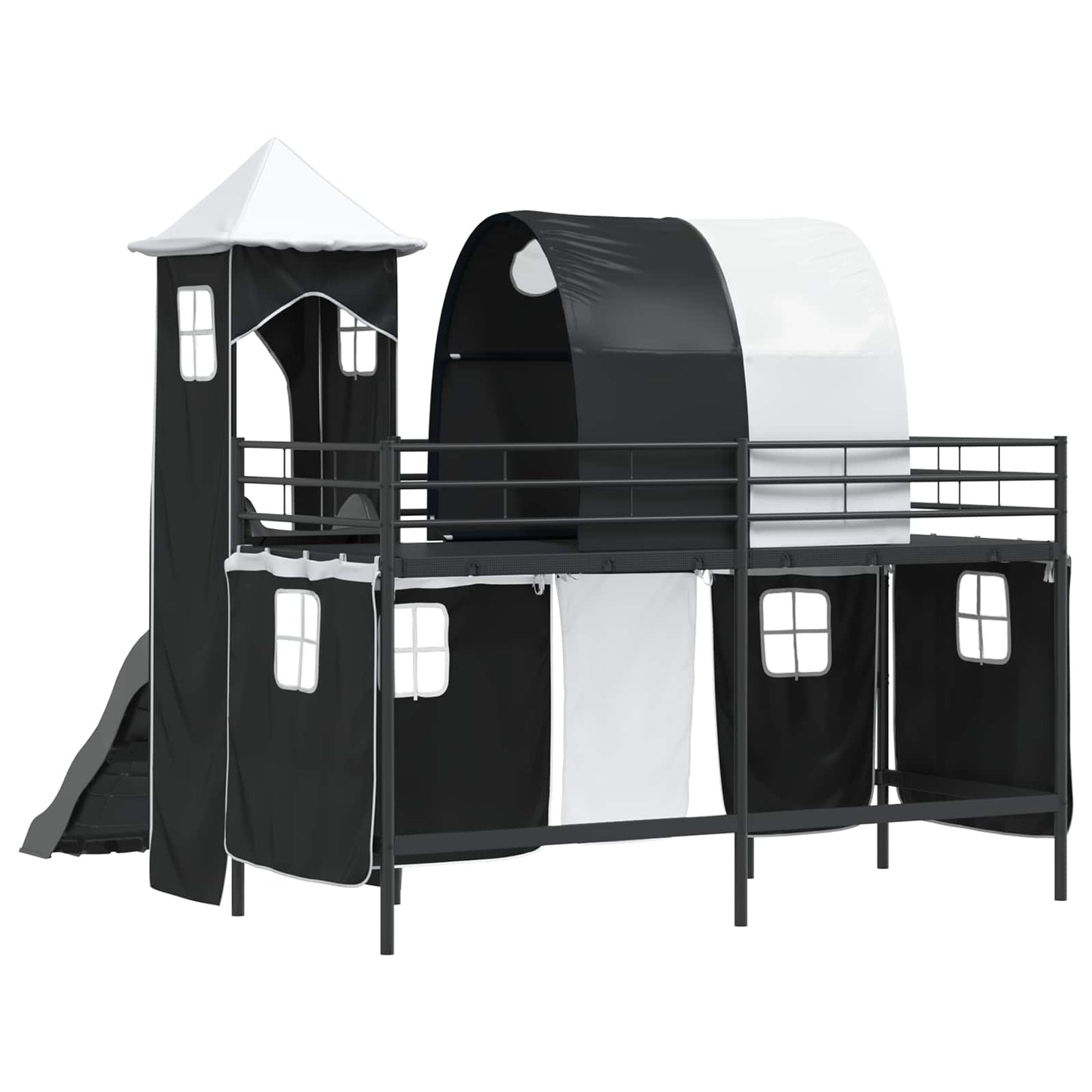 Loftbed voor Kids Zwart 100 x 190 cm Metaal is nu te koop bij PeponiXL, paradijselijk wonen!