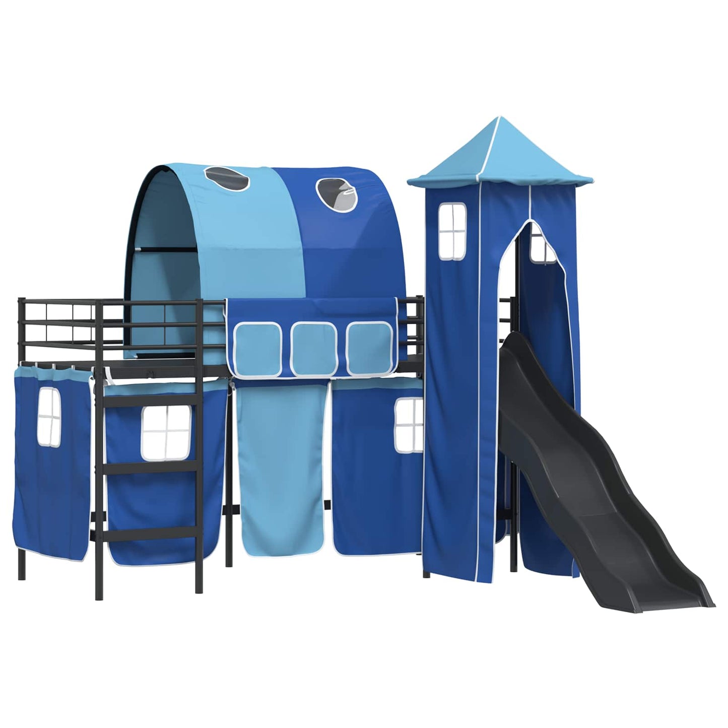Loftbed voor Kids Zwart en Blauw 75 x 190 cm Metaal is nu te koop bij PeponiXL, paradijselijk wonen!