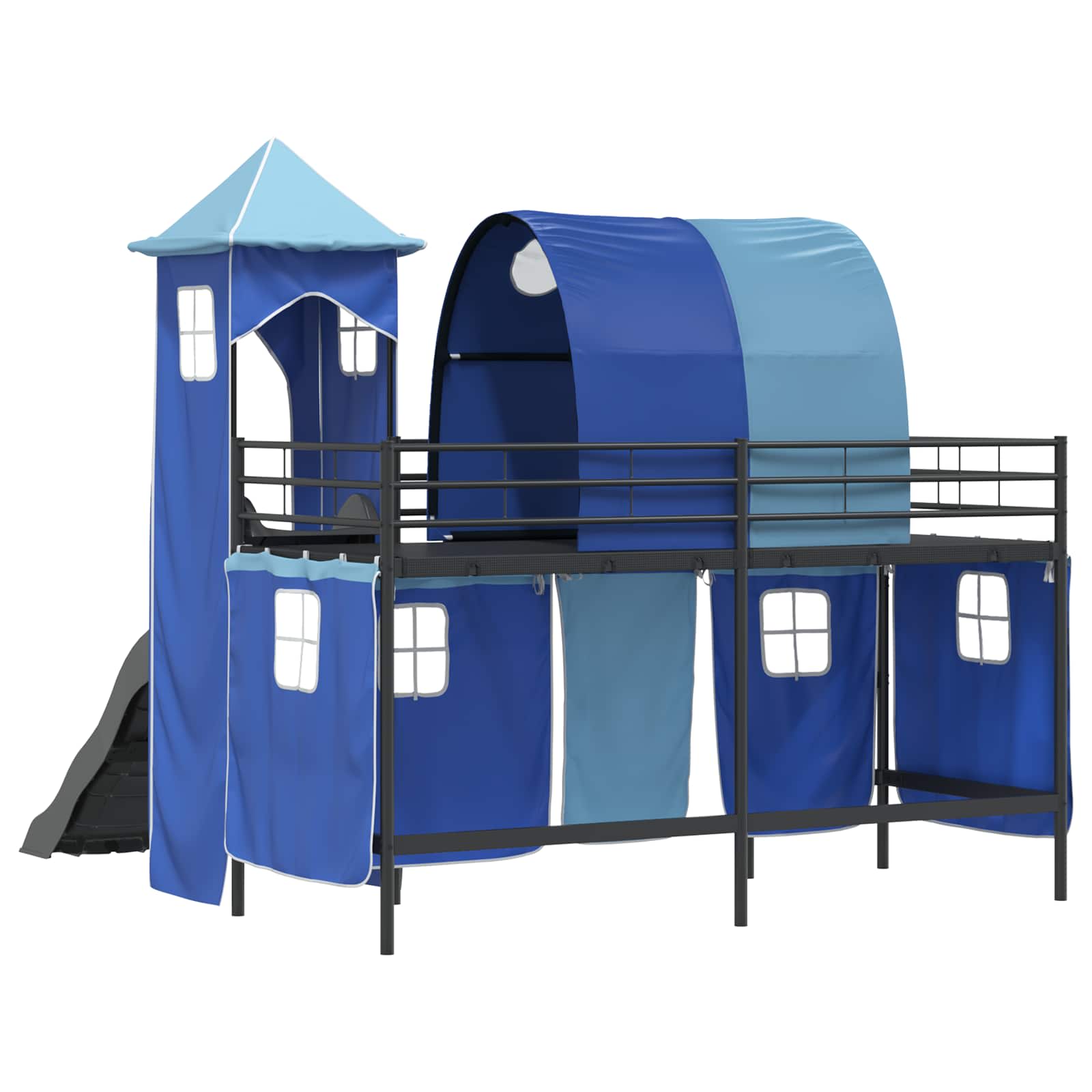 Loftbed voor Kids Zwart en Blauw 75 x 190 cm Metaal is nu te koop bij PeponiXL, paradijselijk wonen!
