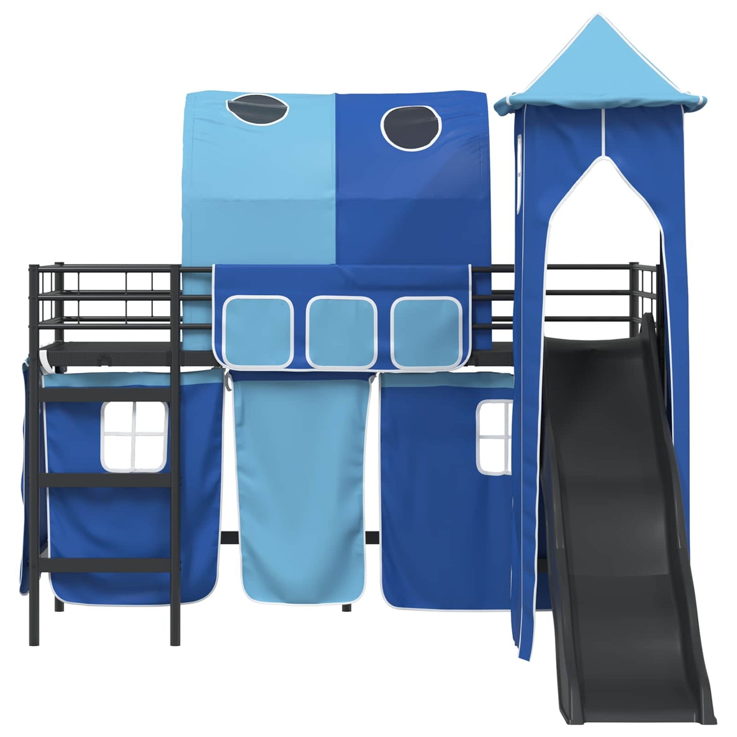 Loftbed voor Kids Zwart en Blauw 75 x 190 cm Metaal is nu te koop bij PeponiXL, paradijselijk wonen!
