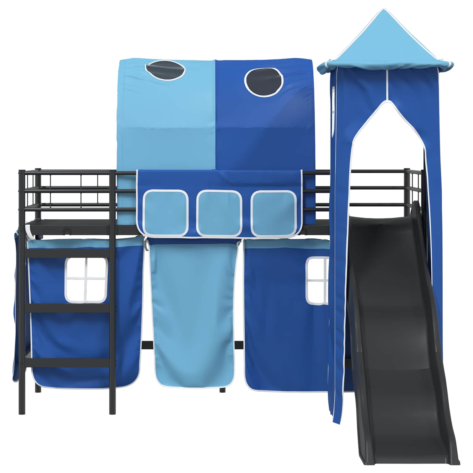 Loftbed voor Kids Zwart en Blauw 75 x 190 cm Metaal is nu te koop bij PeponiXL, paradijselijk wonen!