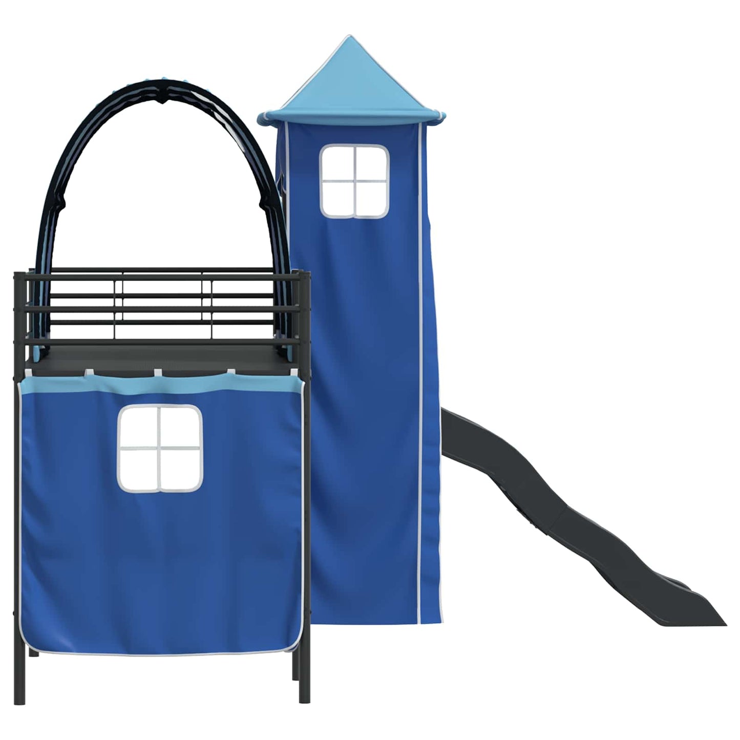 Loftbed voor Kids Zwart en Blauw 75 x 190 cm Metaal is nu te koop bij PeponiXL, paradijselijk wonen!