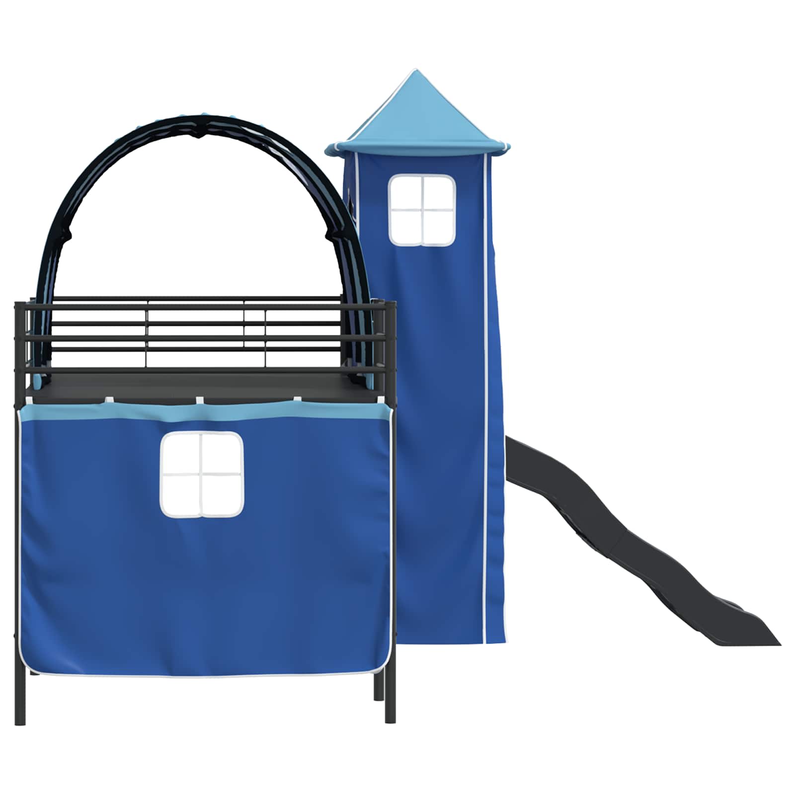 Loftbed voor Kids Zwart en Blauw 80 x 200 cm Metaal is nu te koop bij PeponiXL, paradijselijk wonen!
