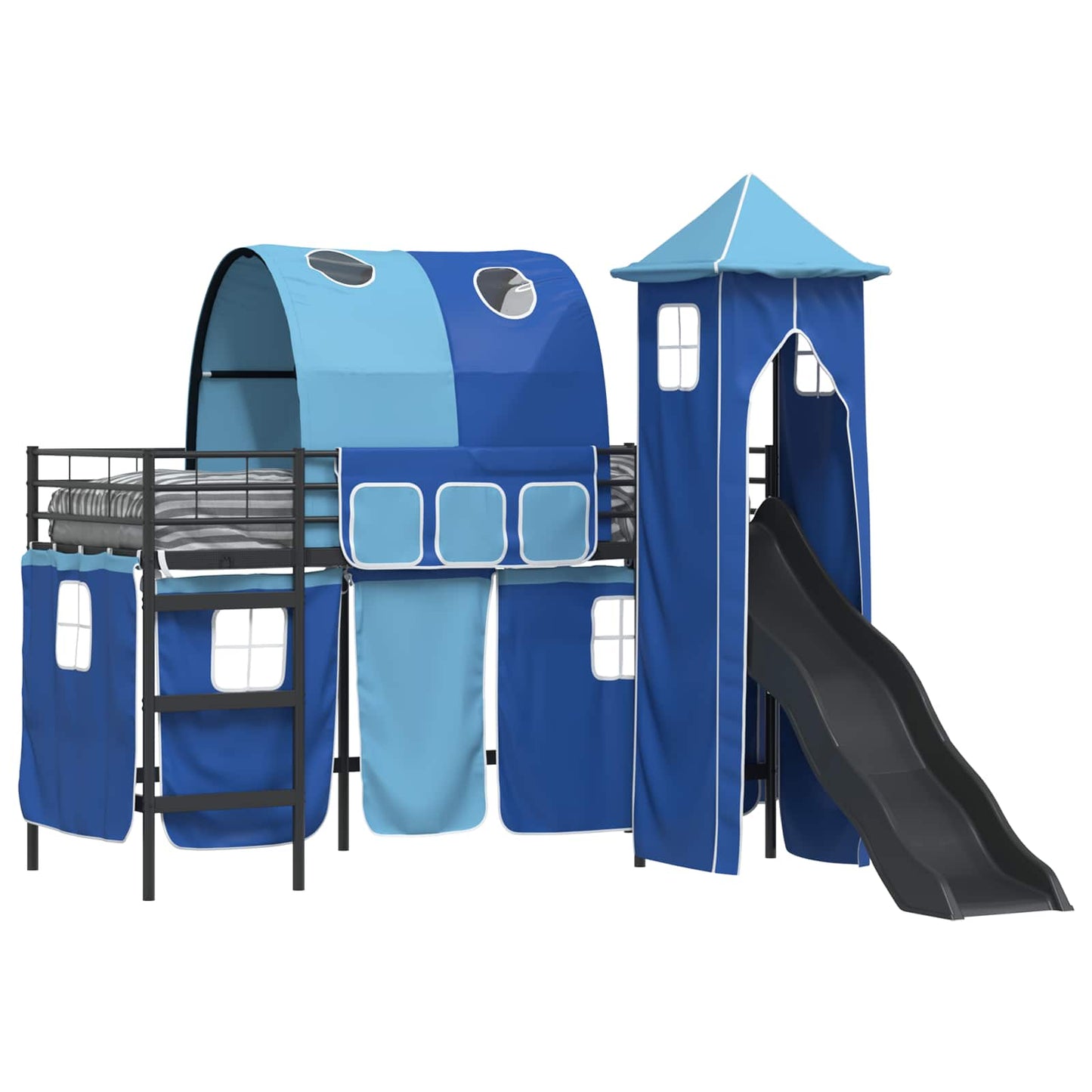 Loftbed voor Kids Zwart en Blauw 90 x 190 cm Metaal is nu te koop bij PeponiXL, paradijselijk wonen!