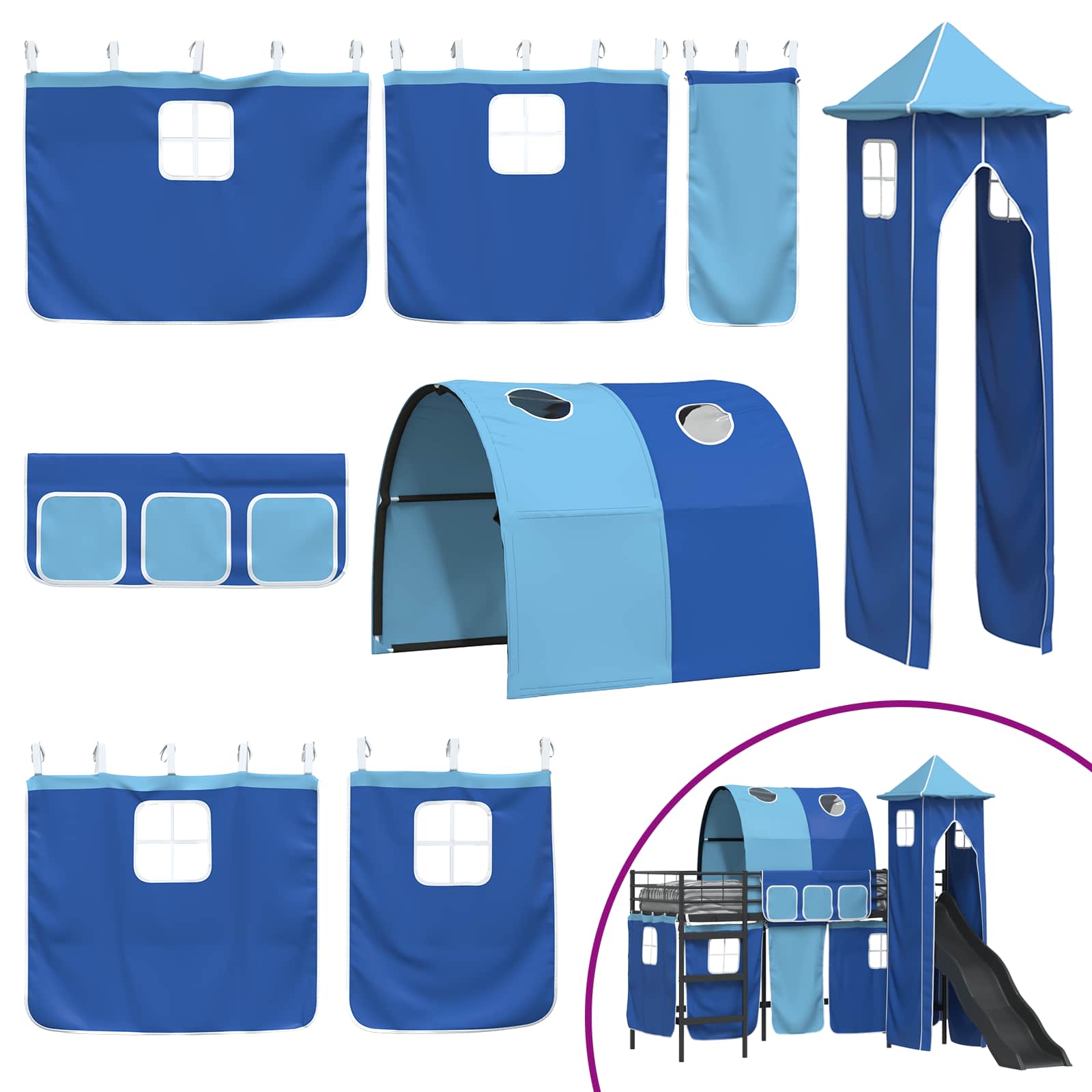 Loftbed voor Kids Zwart en Blauw 90 x 190 cm Metaal is nu te koop bij PeponiXL, paradijselijk wonen!