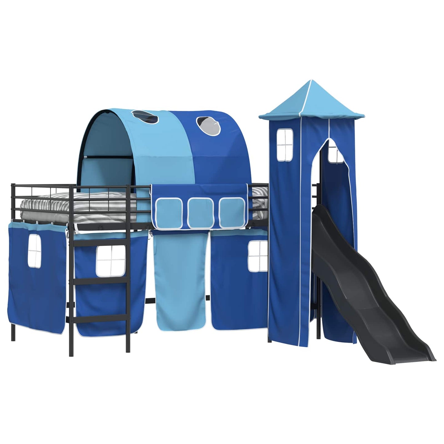 Loftbed voor Kids Zwart en Blauw 90 x 200 cm Metaal is nu te koop bij PeponiXL, paradijselijk wonen!