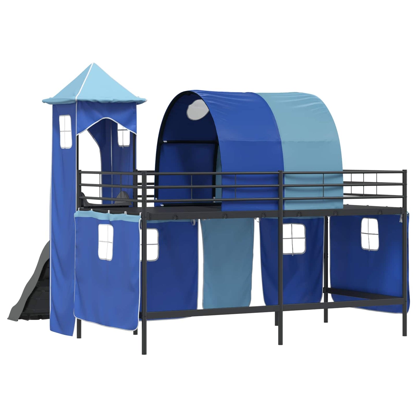 Loftbed voor Kids Zwart en Blauw 90 x 200 cm Metaal is nu te koop bij PeponiXL, paradijselijk wonen!