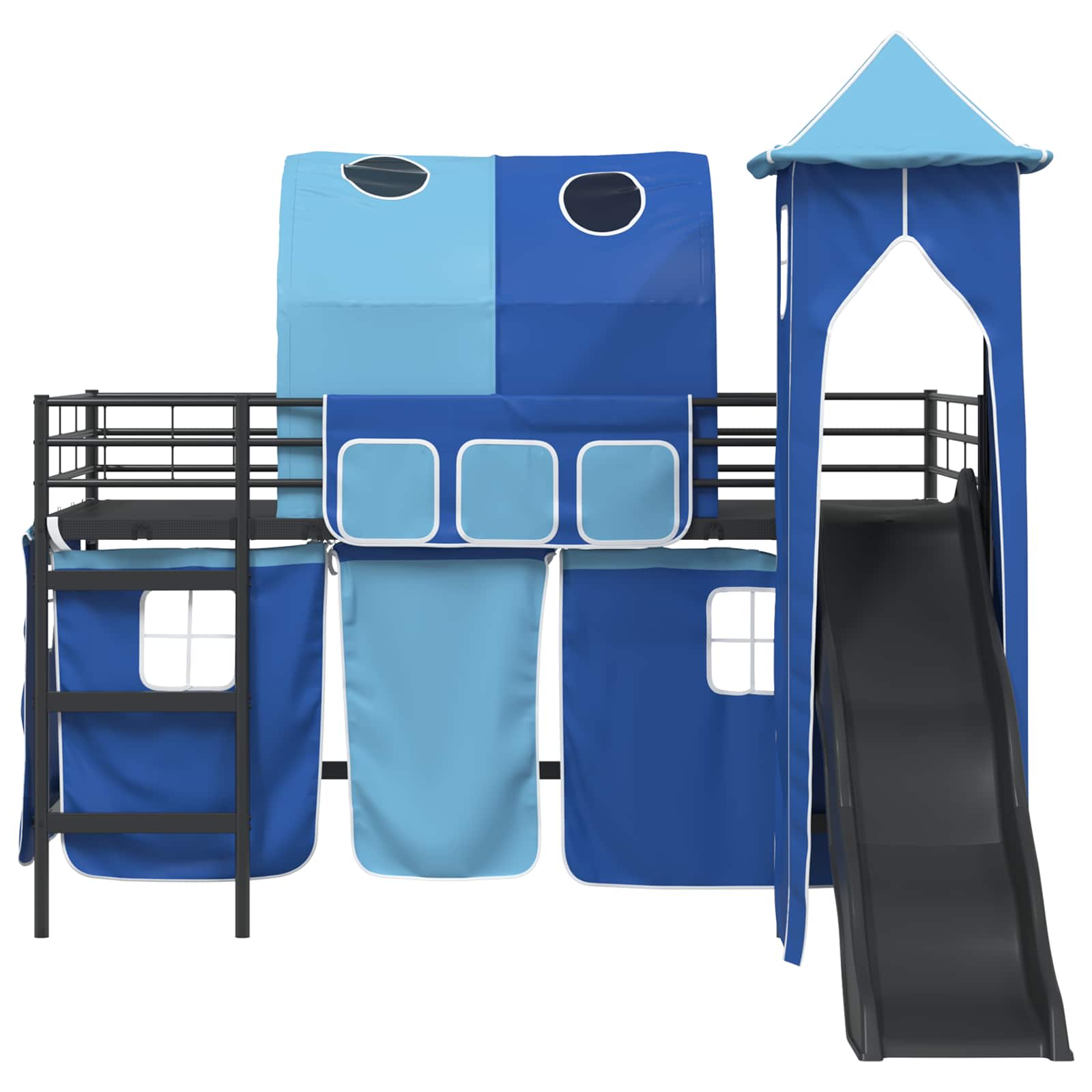Loftbed voor Kids Zwart en Blauw 90 x 200 cm Metaal is nu te koop bij PeponiXL, paradijselijk wonen!