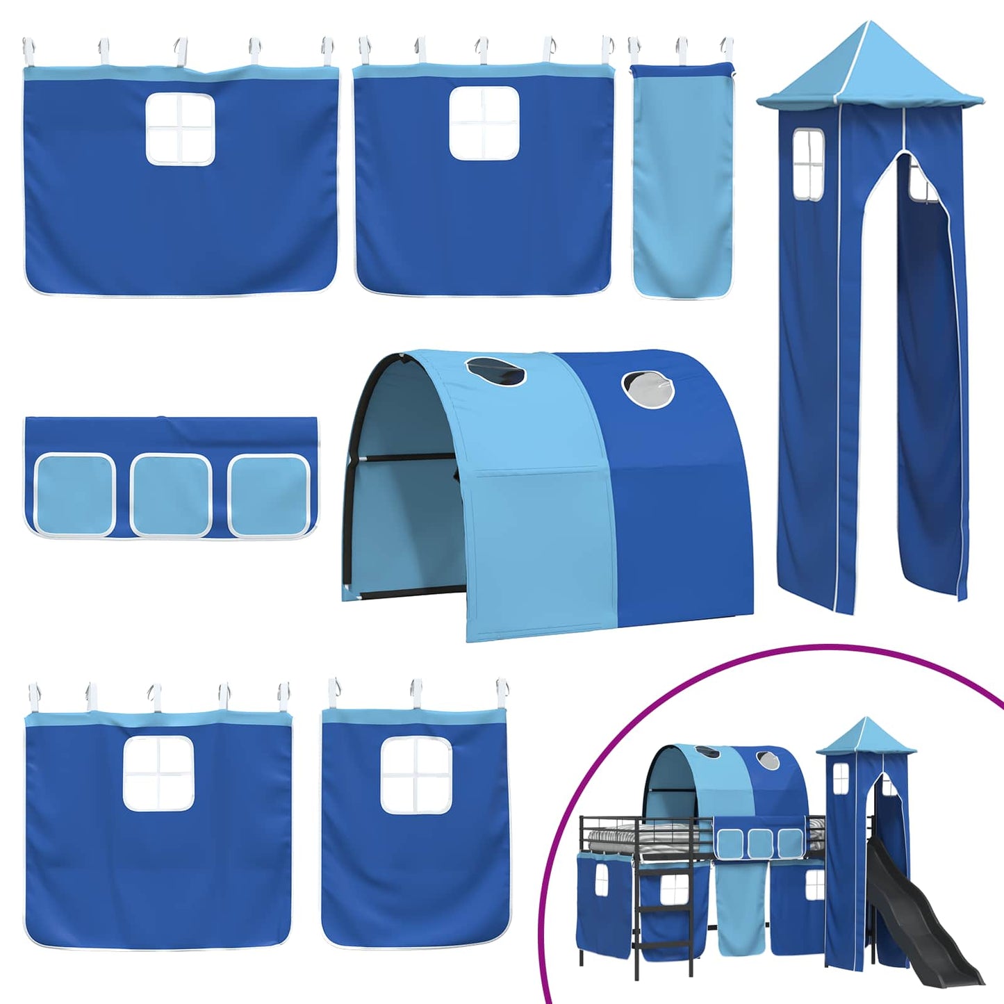Loftbed voor Kids Zwart en Blauw 90 x 200 cm Metaal is nu te koop bij PeponiXL, paradijselijk wonen!