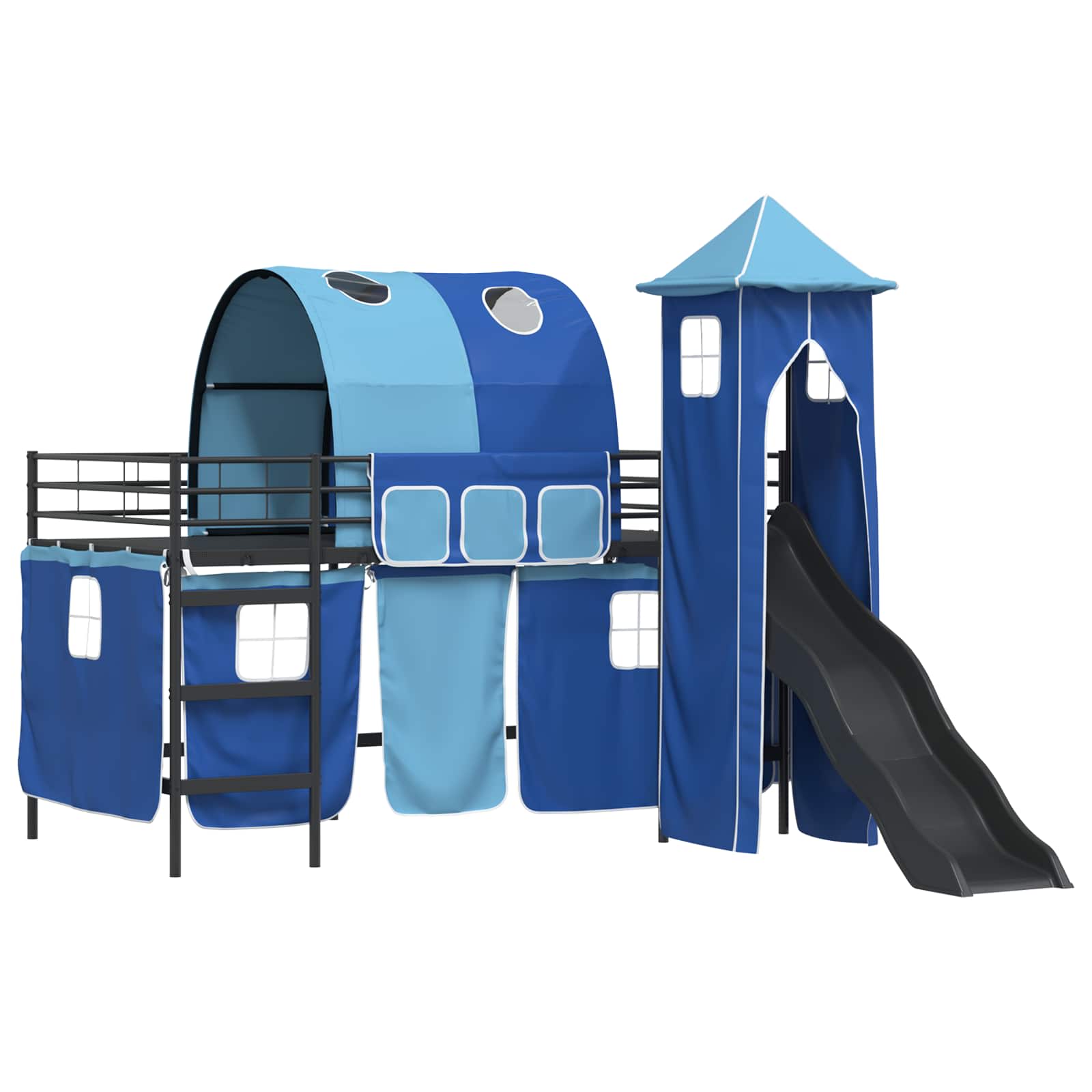 Loftbed voor Kids Zwart en Blauw 107 x 200 cm Metaal is nu te koop bij PeponiXL, paradijselijk wonen!
