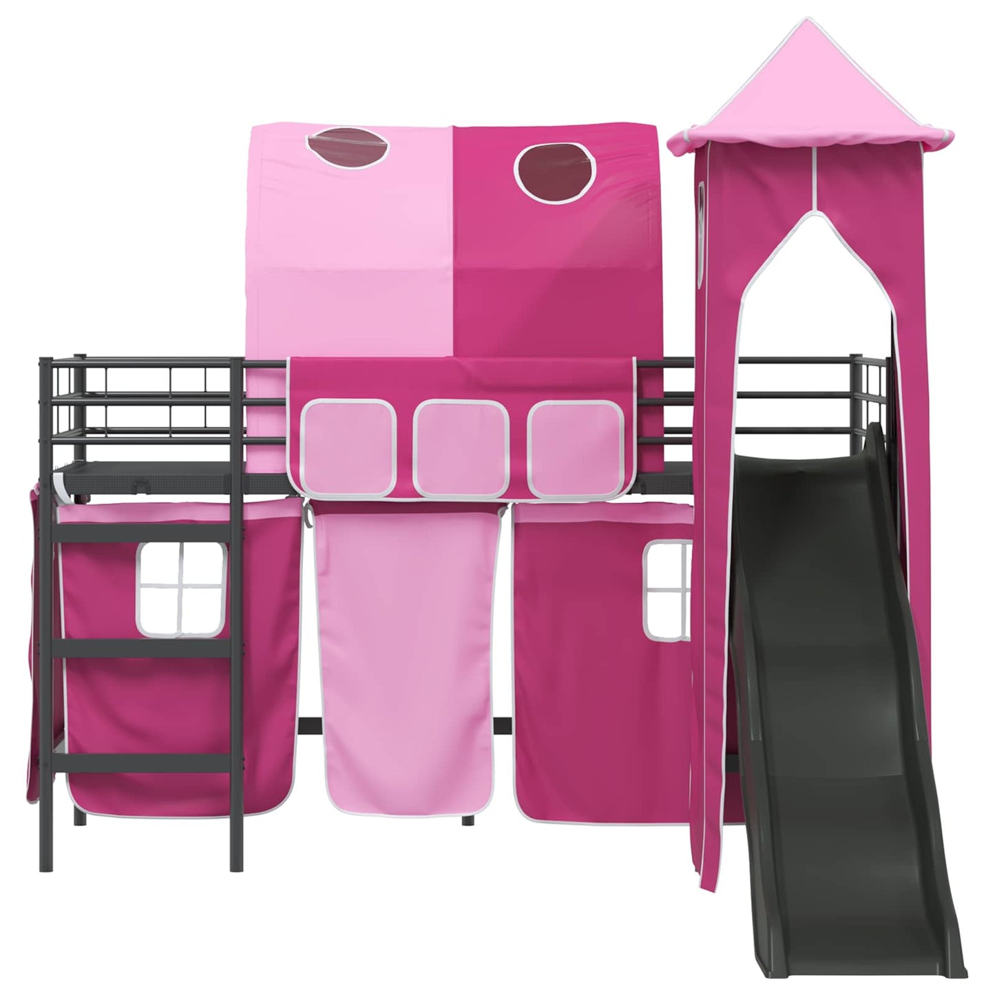 Loftbed voor Kids Zwart en Roze 90 x 190 cm Metaal is nu te koop bij PeponiXL, paradijselijk wonen!