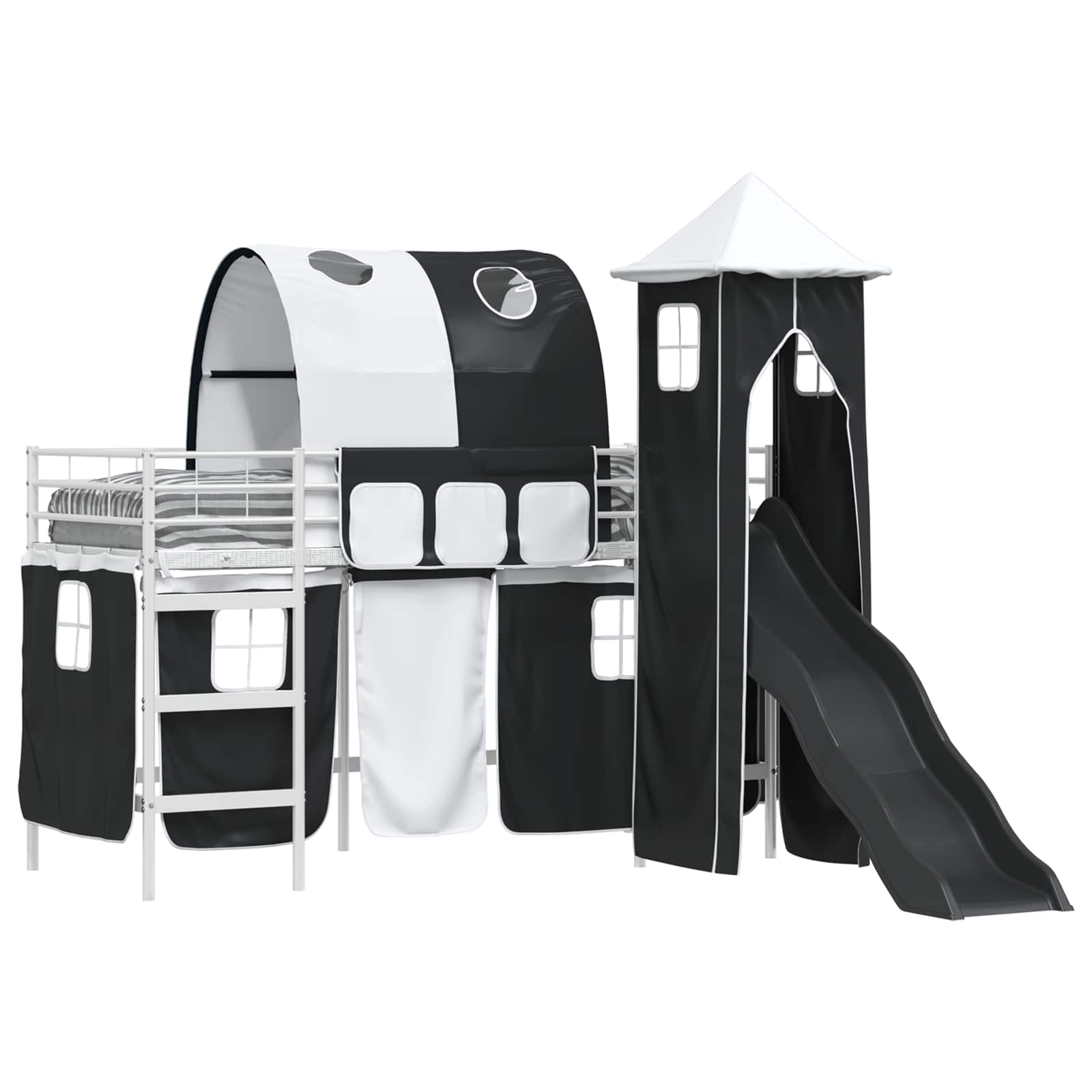 Loftbed voor Kids Wit en zwart 74,5 x 190 cm Metaal is nu te koop bij PeponiXL, paradijselijk wonen!
