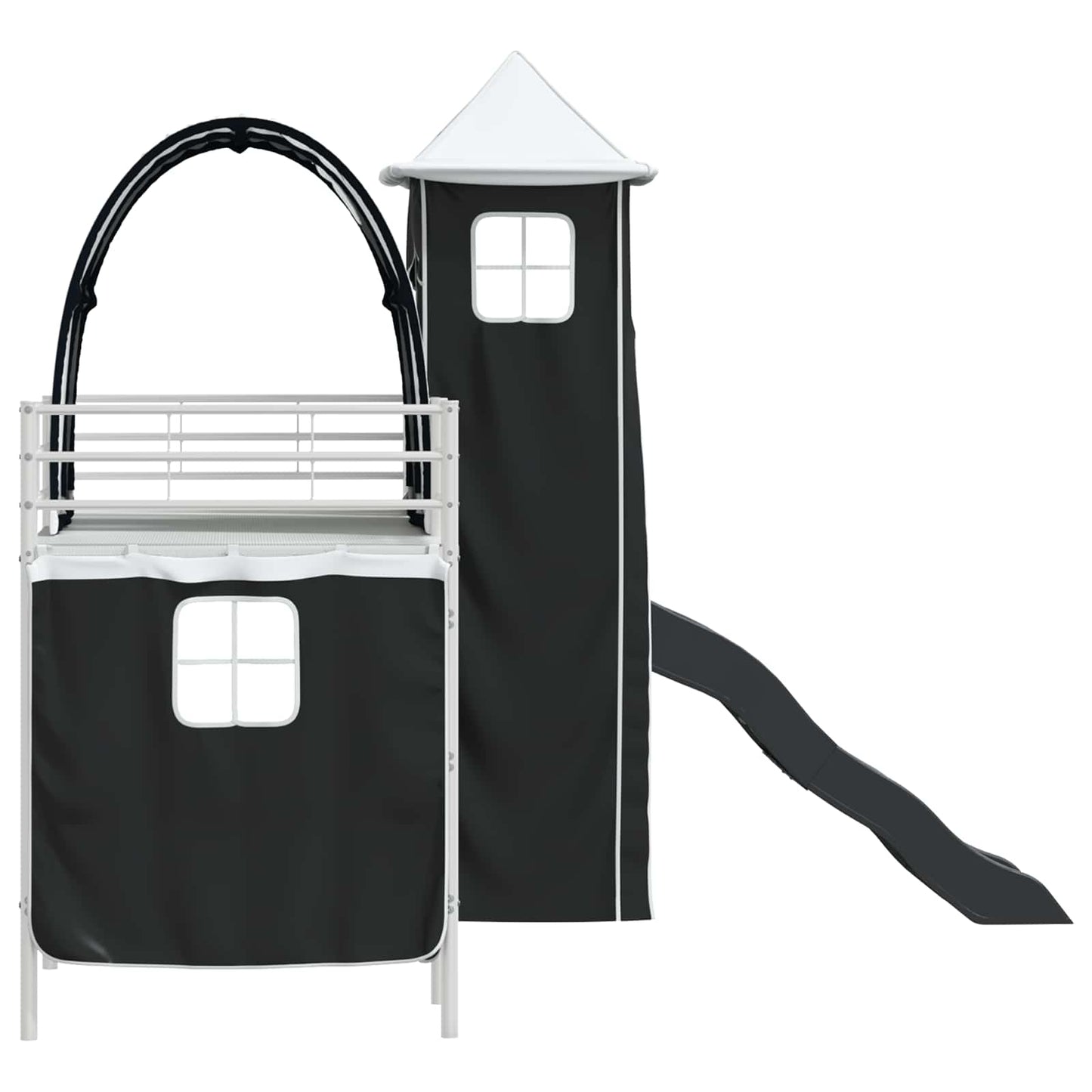 Loftbed voor Kids Wit en zwart 74,5 x 190 cm Metaal is nu te koop bij PeponiXL, paradijselijk wonen!