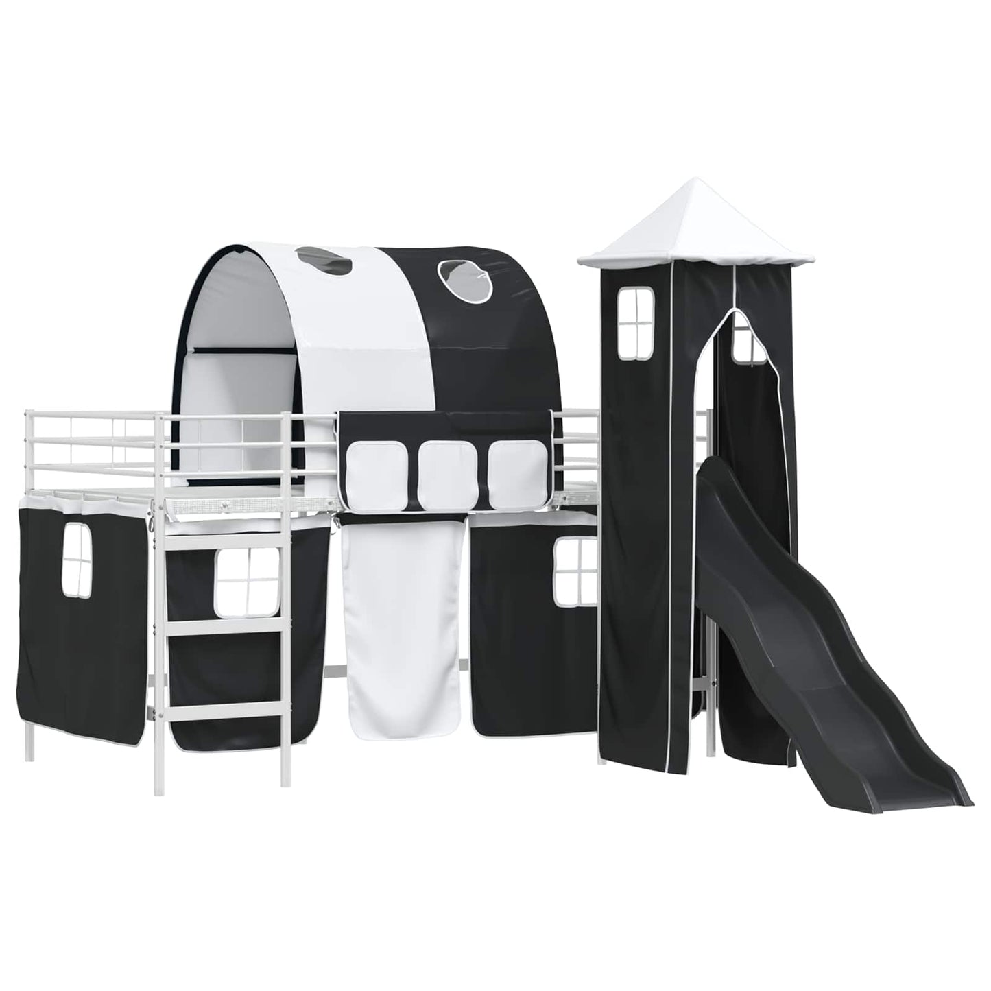 Loftbed voor Kids Wit en zwart 79,5 x 200 cm Metaal is nu te koop bij PeponiXL, paradijselijk wonen!