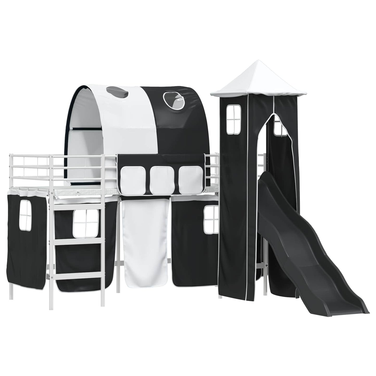 Loftbed voor Kids Wit en zwart 90 x 190 cm Metaal is nu te koop bij PeponiXL, paradijselijk wonen!