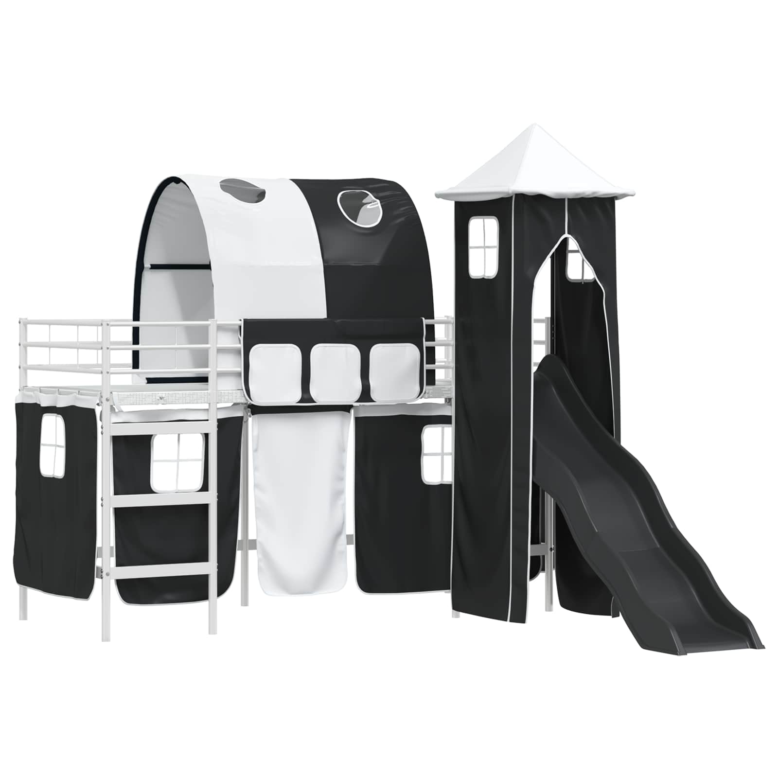 Loftbed voor Kids Wit en zwart 90 x 190 cm Metaal is nu te koop bij PeponiXL, paradijselijk wonen!