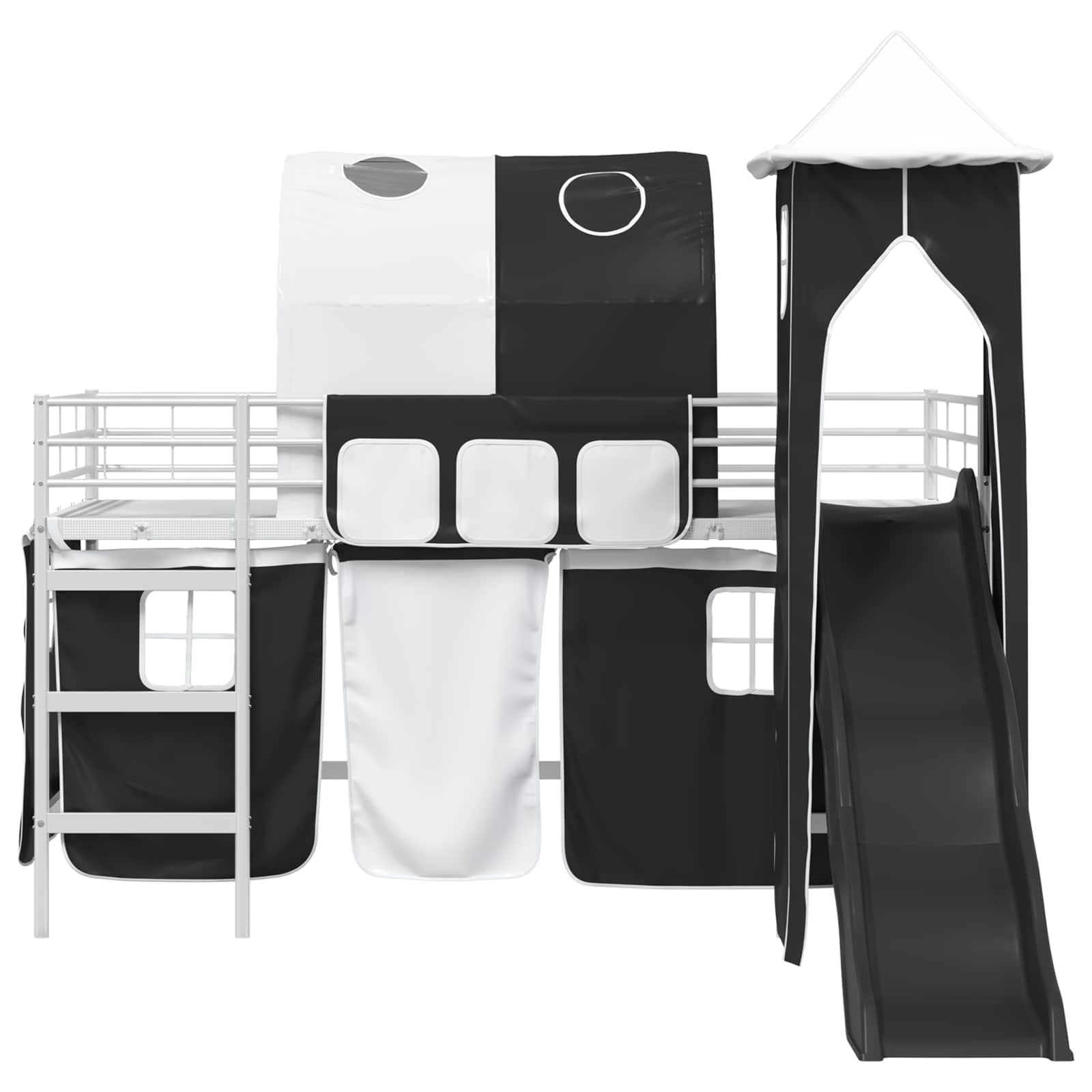 Loftbed voor Kids Wit en zwart 90 x 200 cm Metaal is nu te koop bij PeponiXL, paradijselijk wonen!