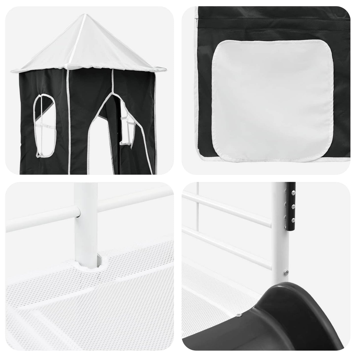 Loftbed voor Kids Wit en zwart 107 x 200 cm Metaal is nu te koop bij PeponiXL, paradijselijk wonen!