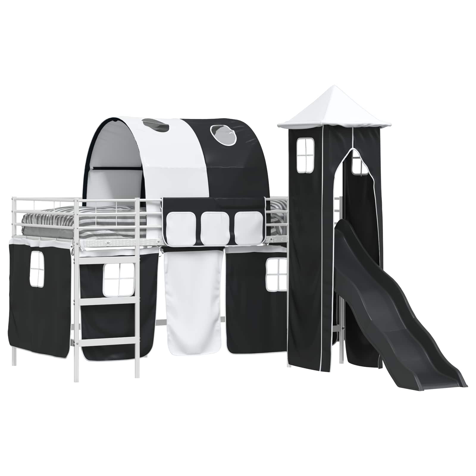Loftbed voor Kids Wit en zwart 107 x 200 cm Metaal is nu te koop bij PeponiXL, paradijselijk wonen!