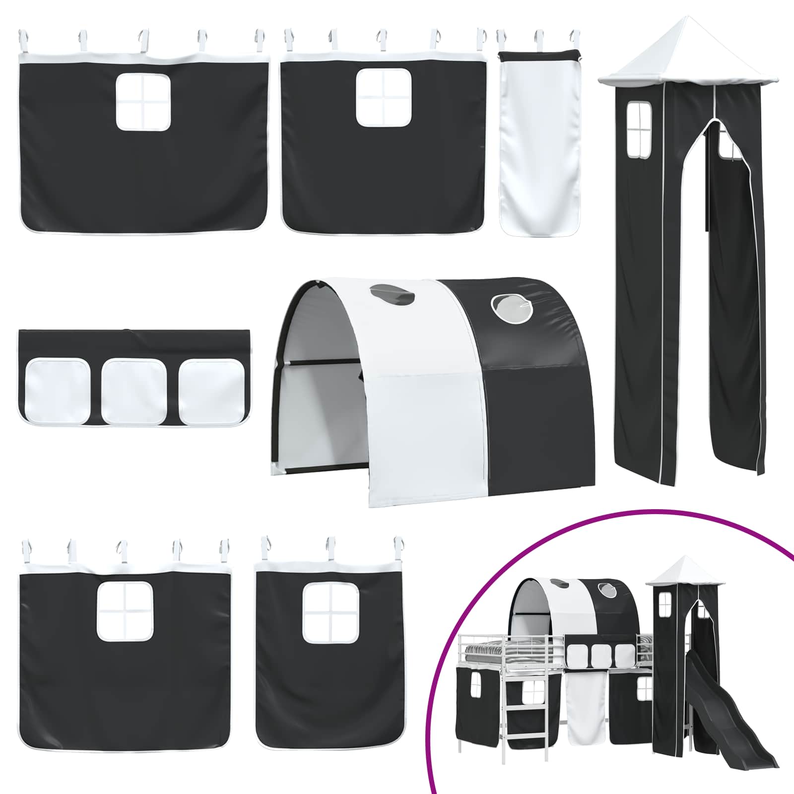 Loftbed voor Kids Wit en zwart 107 x 200 cm Metaal is nu te koop bij PeponiXL, paradijselijk wonen!