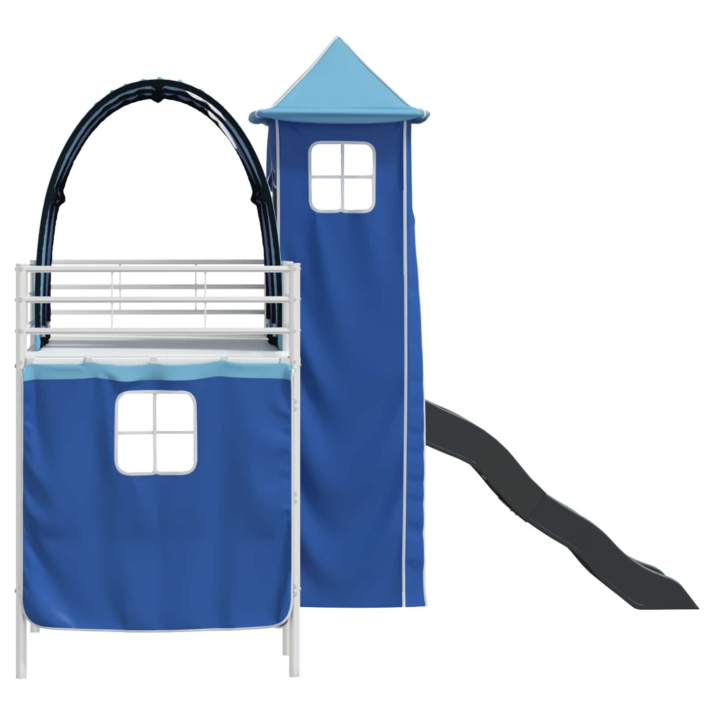 Loftbed voor Kids Wit en Blauw 74,5 x 190 cm Metaal is nu te koop bij PeponiXL, paradijselijk wonen!