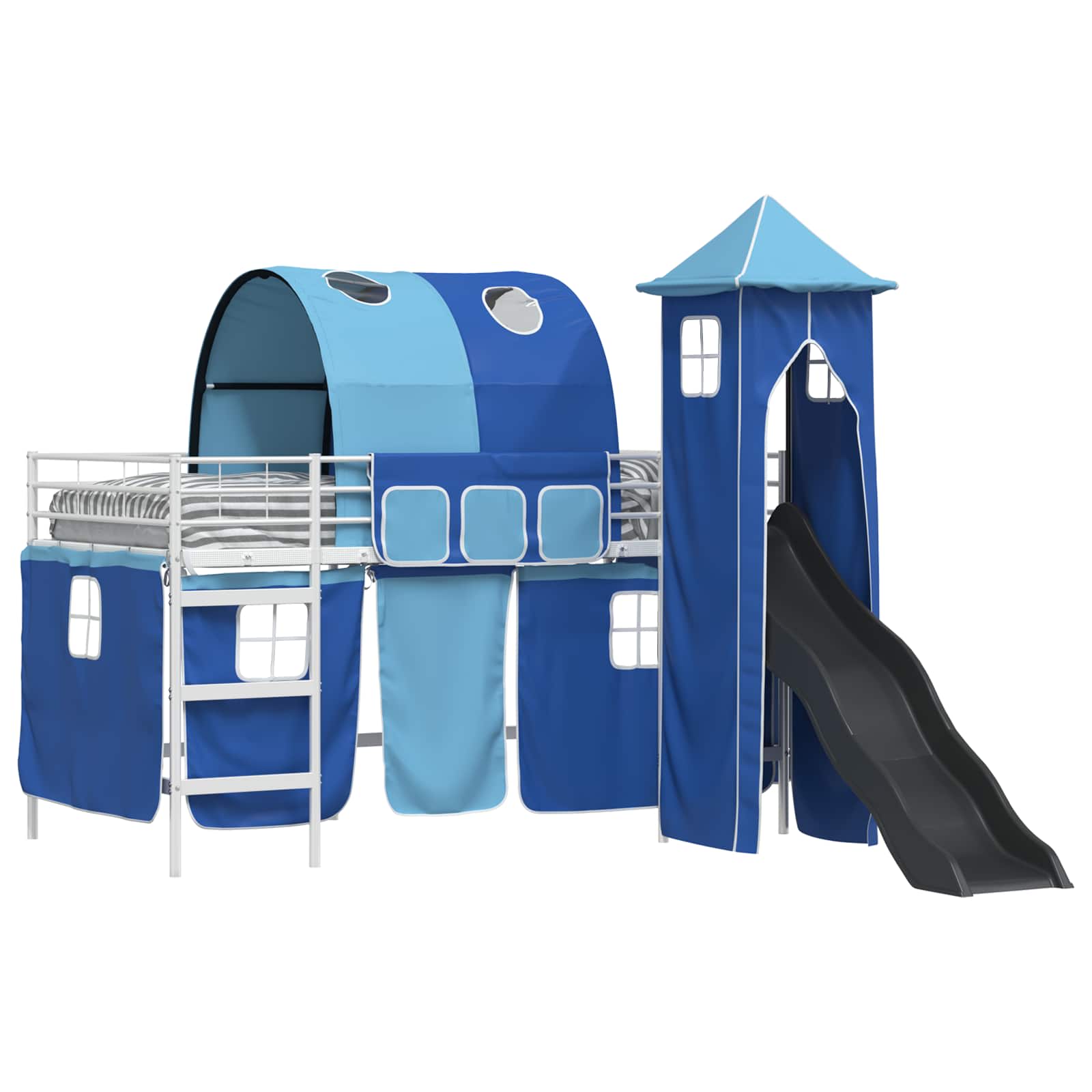 Loftbed voor Kids Wit en Blauw 80 x 200 cm Metaal is nu te koop bij PeponiXL, paradijselijk wonen!