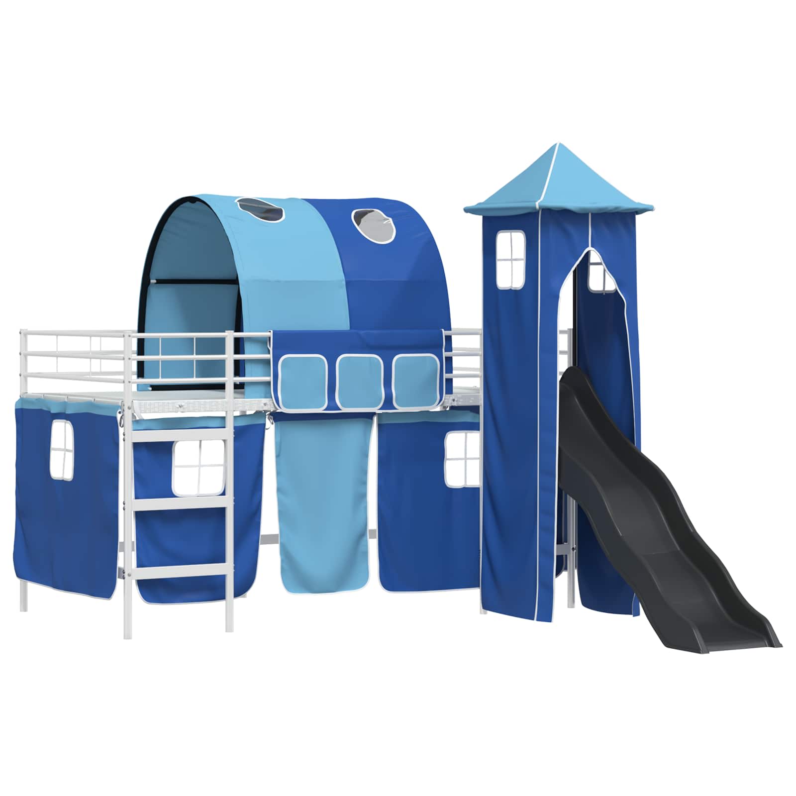 Loftbed voor Kids Wit en Blauw 80 x 200 cm Metaal is nu te koop bij PeponiXL, paradijselijk wonen!