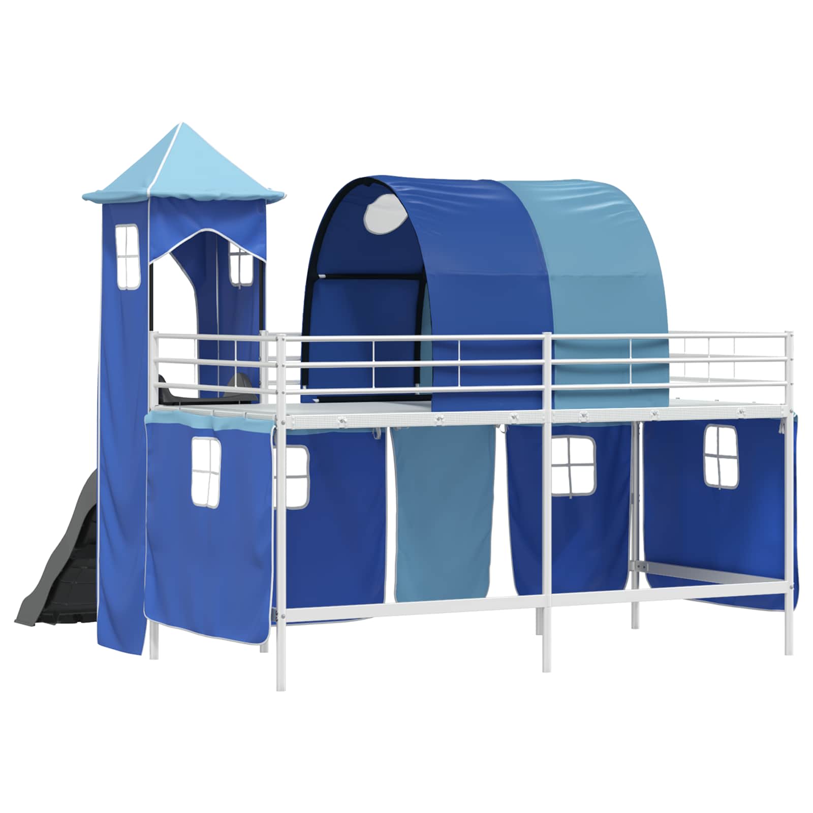 Loftbed voor Kids Wit en Blauw 80 x 200 cm Metaal is nu te koop bij PeponiXL, paradijselijk wonen!
