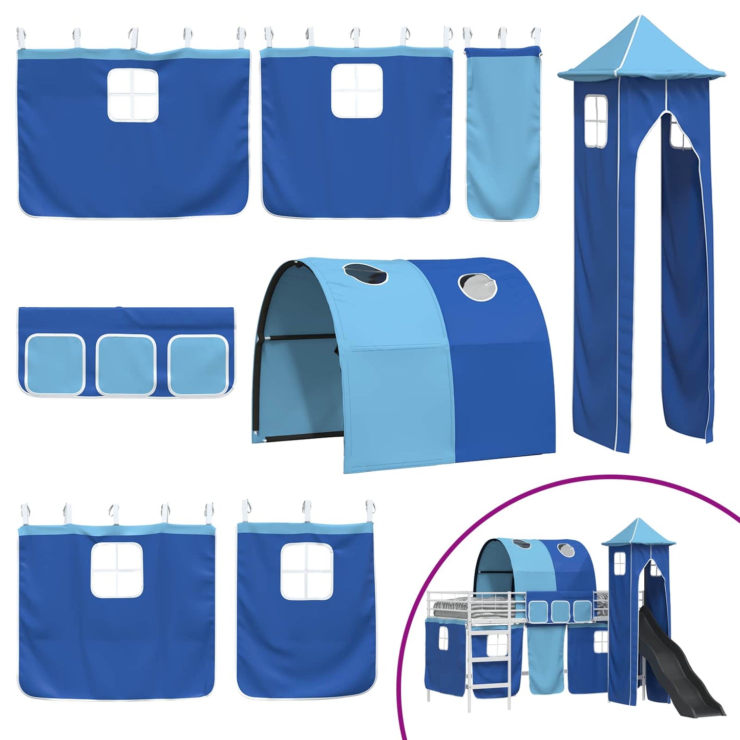 Loftbed voor Kids Wit en Blauw 80 x 200 cm Metaal is nu te koop bij PeponiXL, paradijselijk wonen!