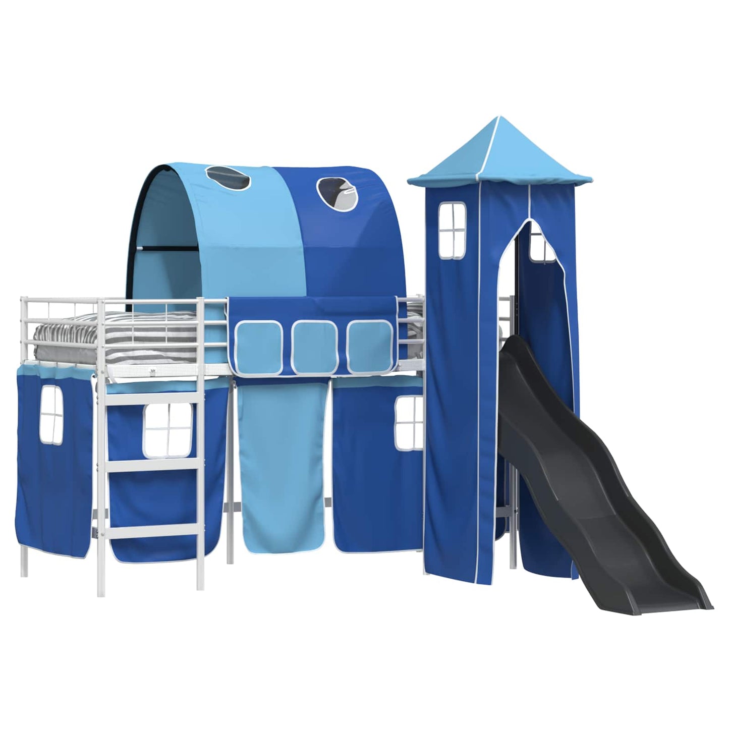 Loftbed voor Kids Wit en Blauw 90 x 190 cm Metaal is nu te koop bij PeponiXL, paradijselijk wonen!
