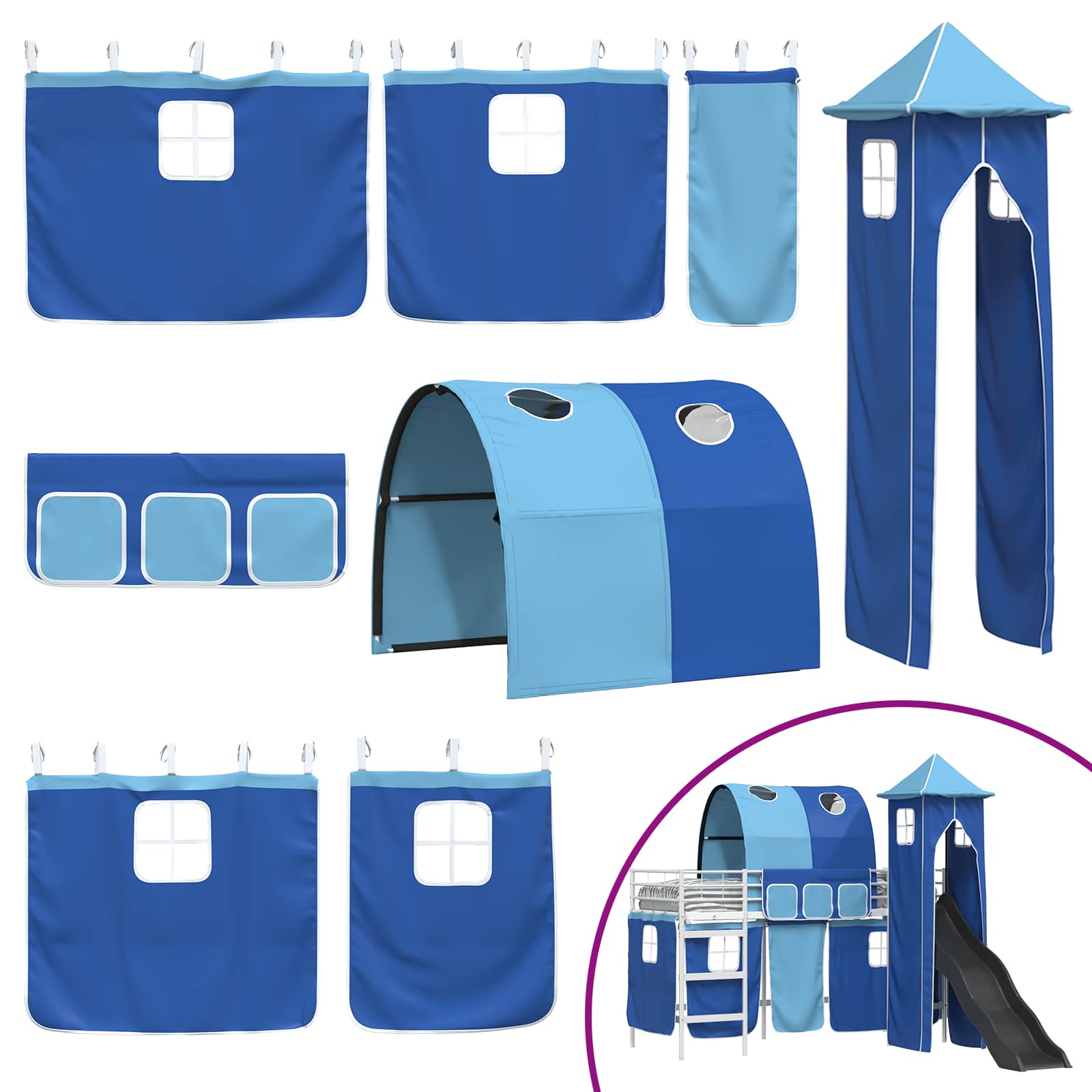 Loftbed voor Kids Wit en Blauw 90 x 190 cm Metaal is nu te koop bij PeponiXL, paradijselijk wonen!