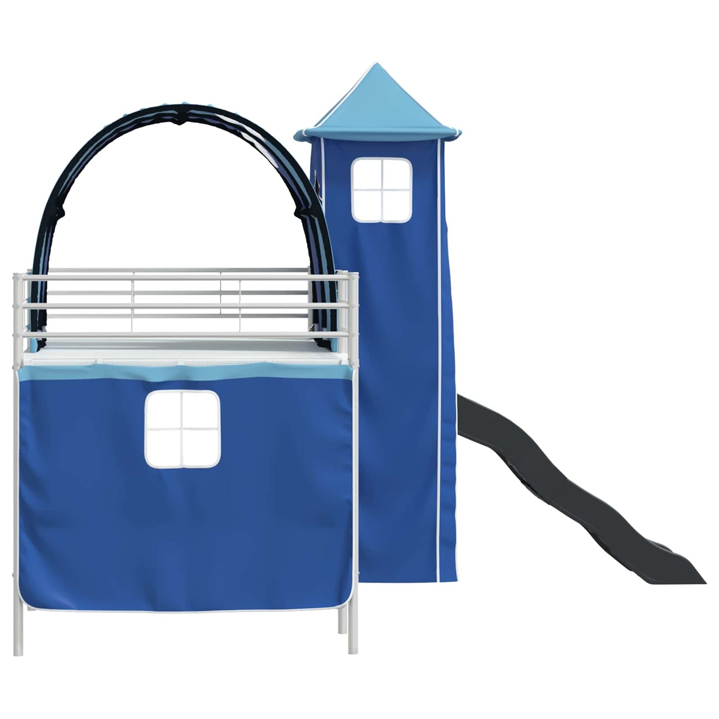 Loftbed voor Kids Wit en Blauw 99,5 x 200 cm Metaal is nu te koop bij PeponiXL, paradijselijk wonen!