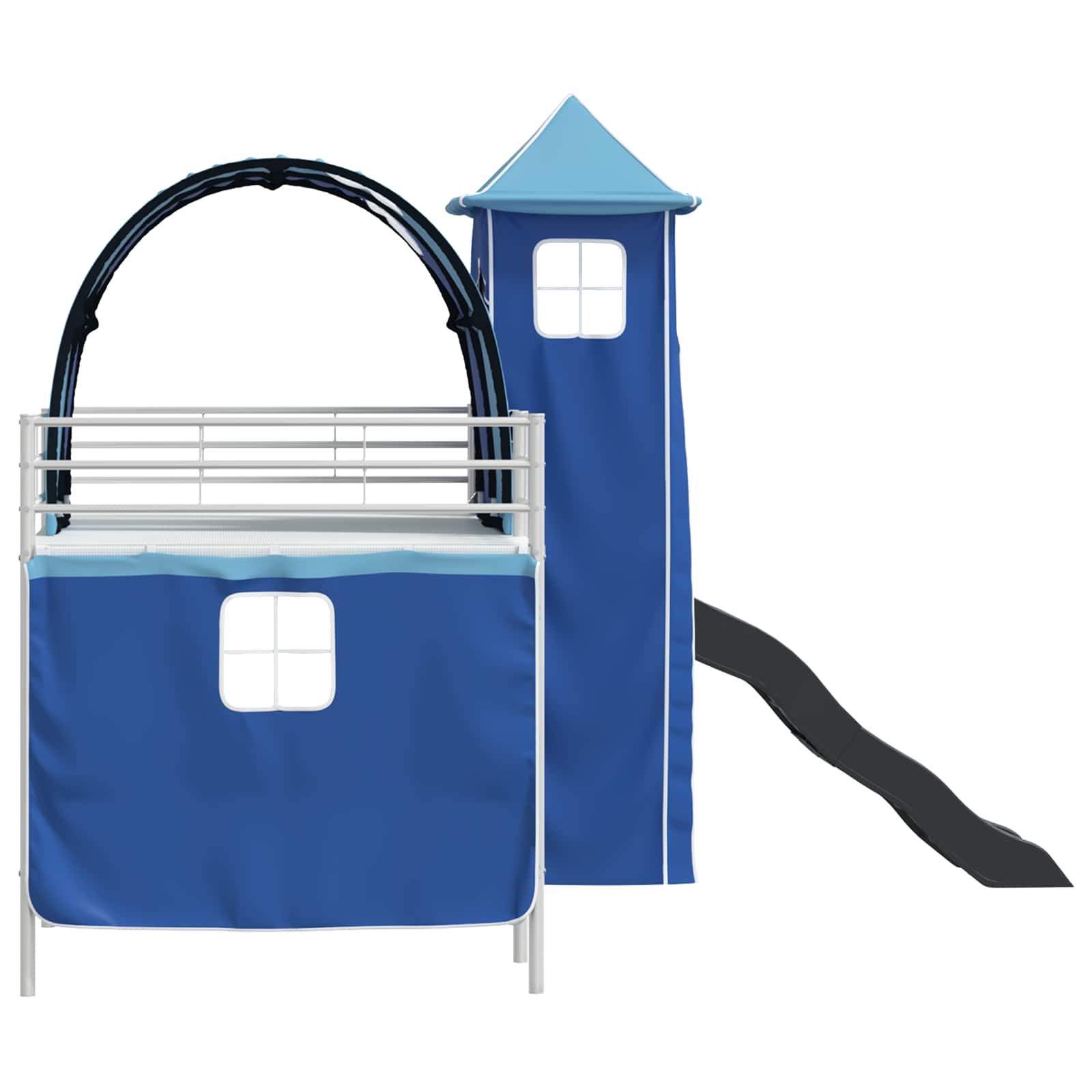 Loftbed voor Kids Wit en Blauw 99,5 x 200 cm Metaal is nu te koop bij PeponiXL, paradijselijk wonen!