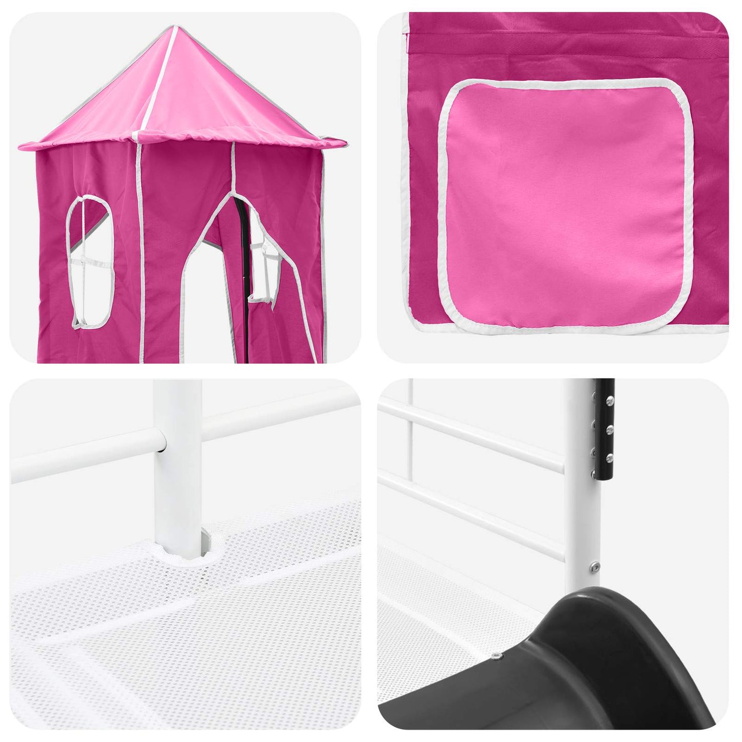 Loftbed voor Kids Wit en Roze 75 x 190 cm Metaal is nu te koop bij PeponiXL, paradijselijk wonen!