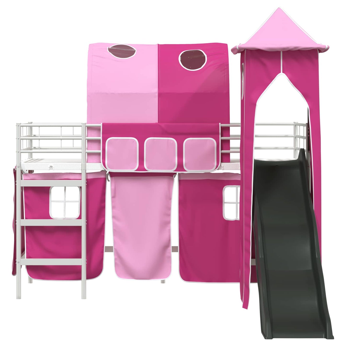 Loftbed voor Kids Wit en Roze 75 x 190 cm Metaal is nu te koop bij PeponiXL, paradijselijk wonen!