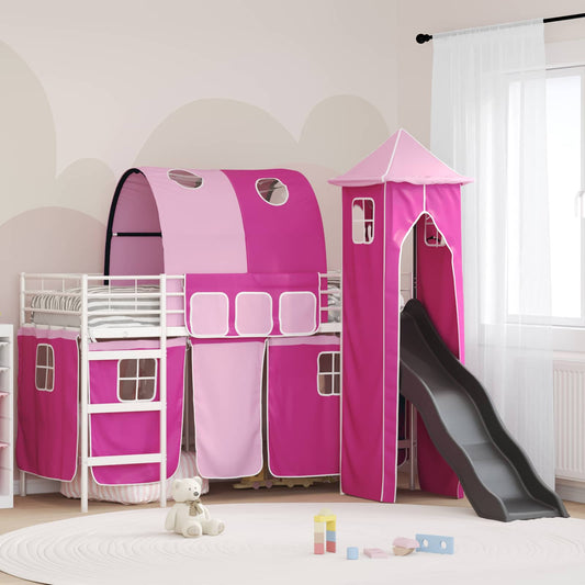Loftbed voor Kids Wit en Roze 100 x 190 cm Metaal is nu te koop bij PeponiXL, paradijselijk wonen!