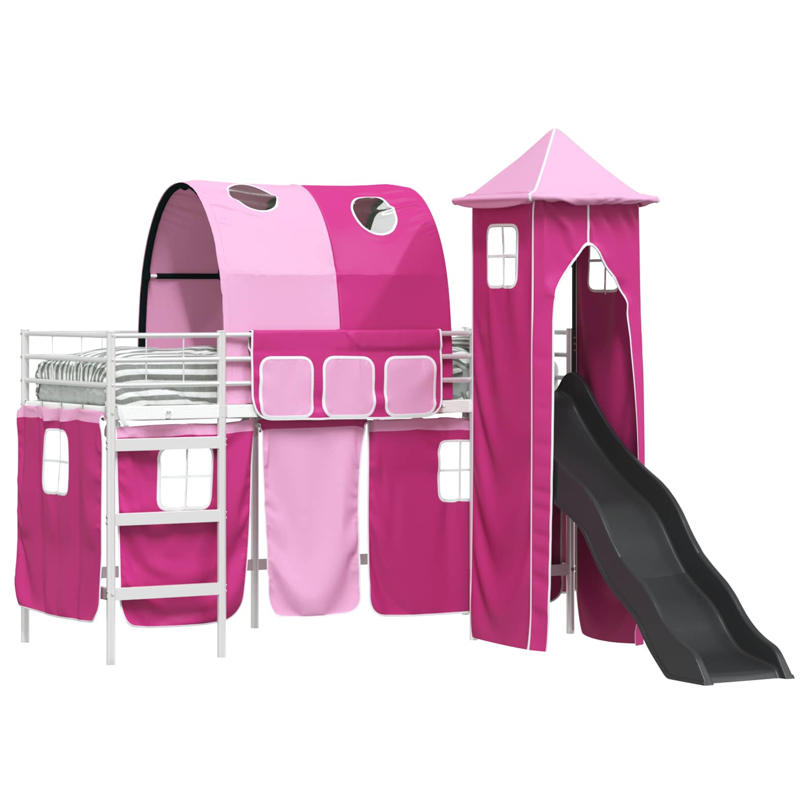 Loftbed voor Kids Wit en Roze 100 x 190 cm Metaal is nu te koop bij PeponiXL, paradijselijk wonen!