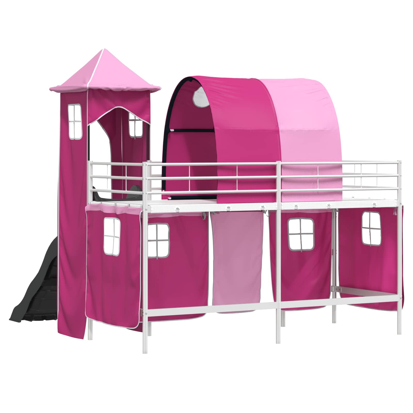 Loftbed voor Kids Wit en Roze 100 x 190 cm Metaal is nu te koop bij PeponiXL, paradijselijk wonen!