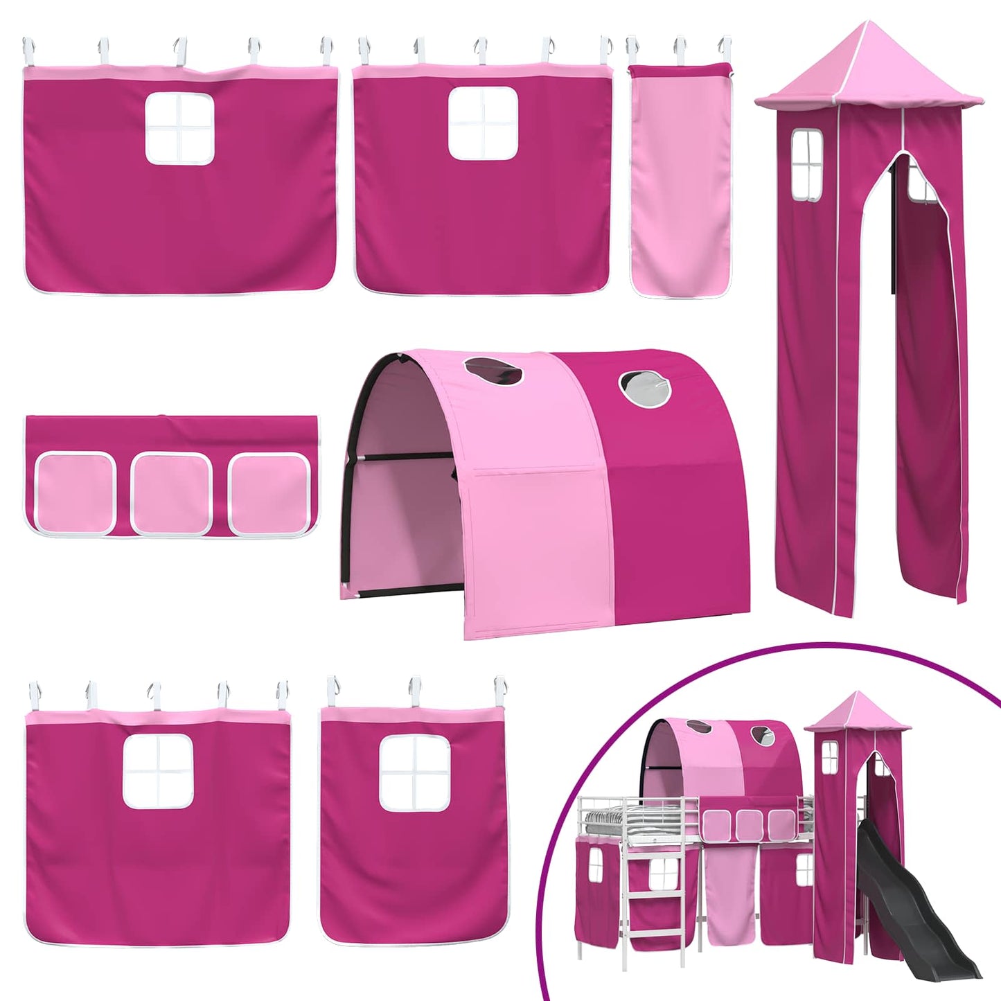 Loftbed voor Kids Wit en Roze 100 x 190 cm Metaal is nu te koop bij PeponiXL, paradijselijk wonen!