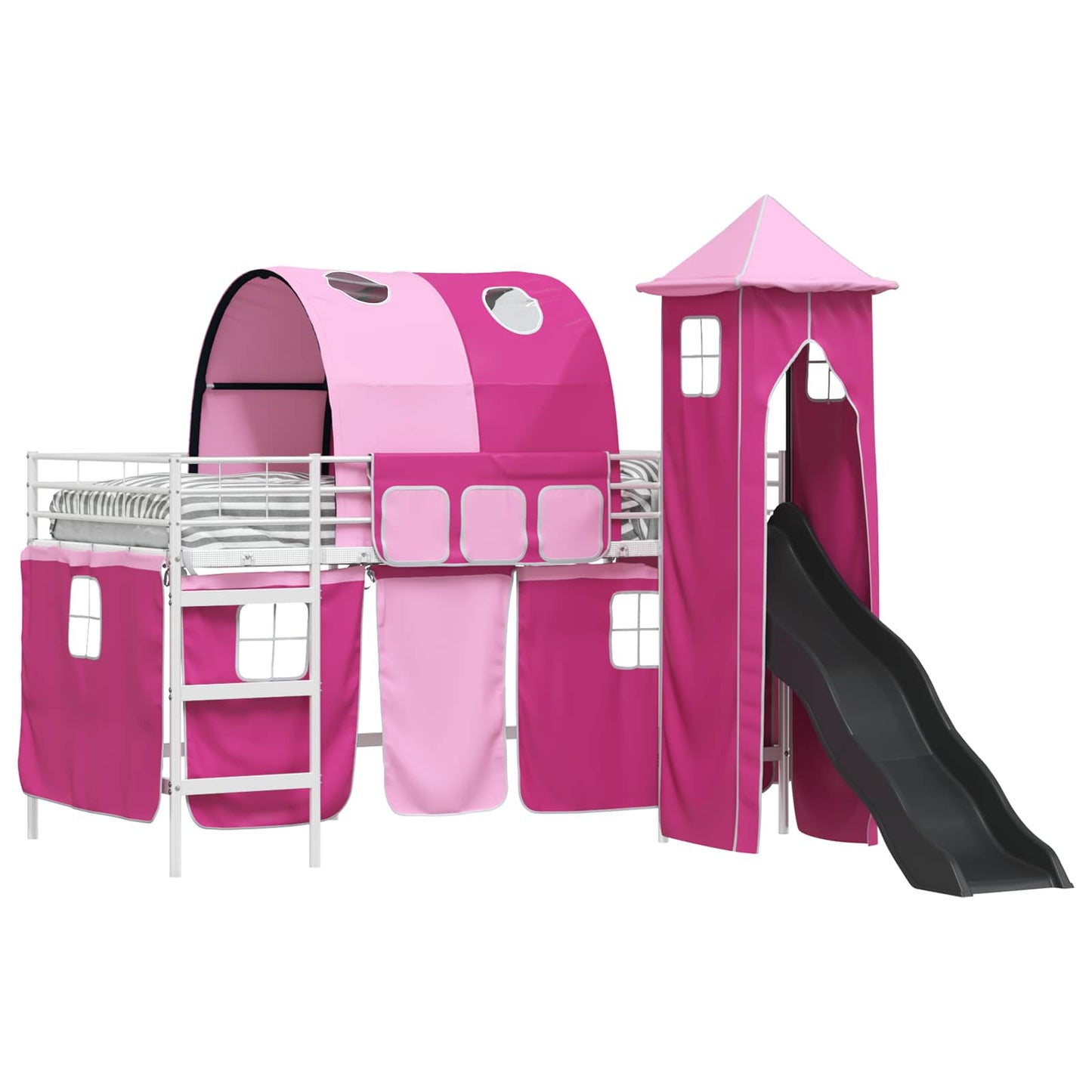 Loftbed voor Kids Wit en Roze 100 x 200 cm Metaal is nu te koop bij PeponiXL, paradijselijk wonen!