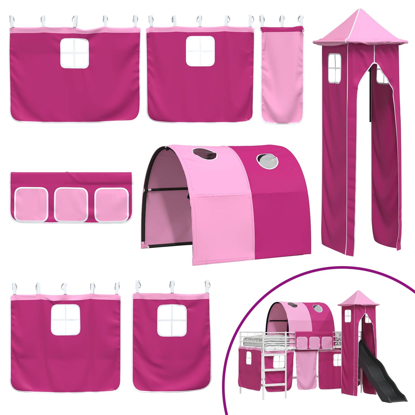 Loftbed voor Kids Wit en Roze 100 x 200 cm Metaal is nu te koop bij PeponiXL, paradijselijk wonen!