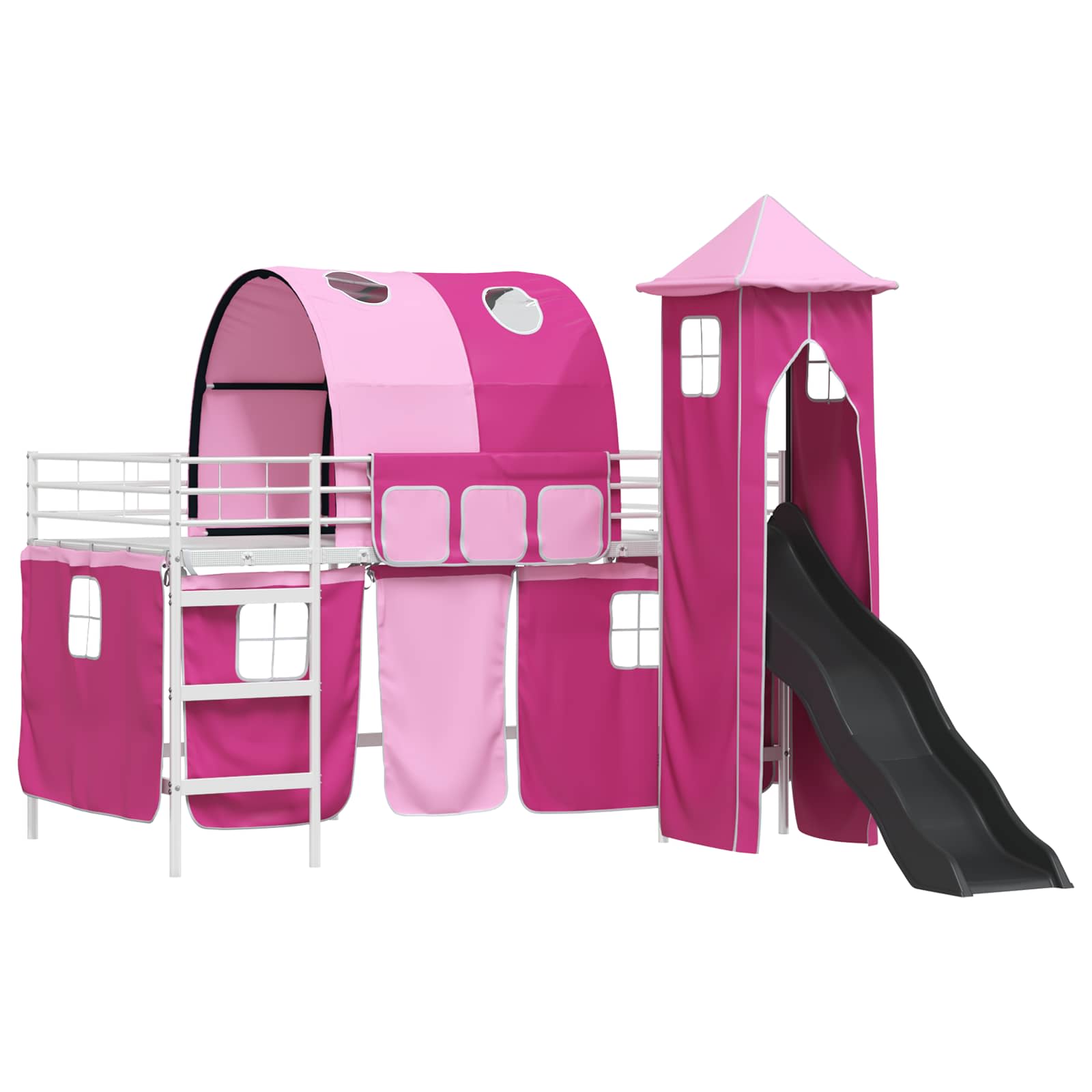 Loftbed voor Kids Wit en Roze 107 x 200 cm Metaal is nu te koop bij PeponiXL, paradijselijk wonen!