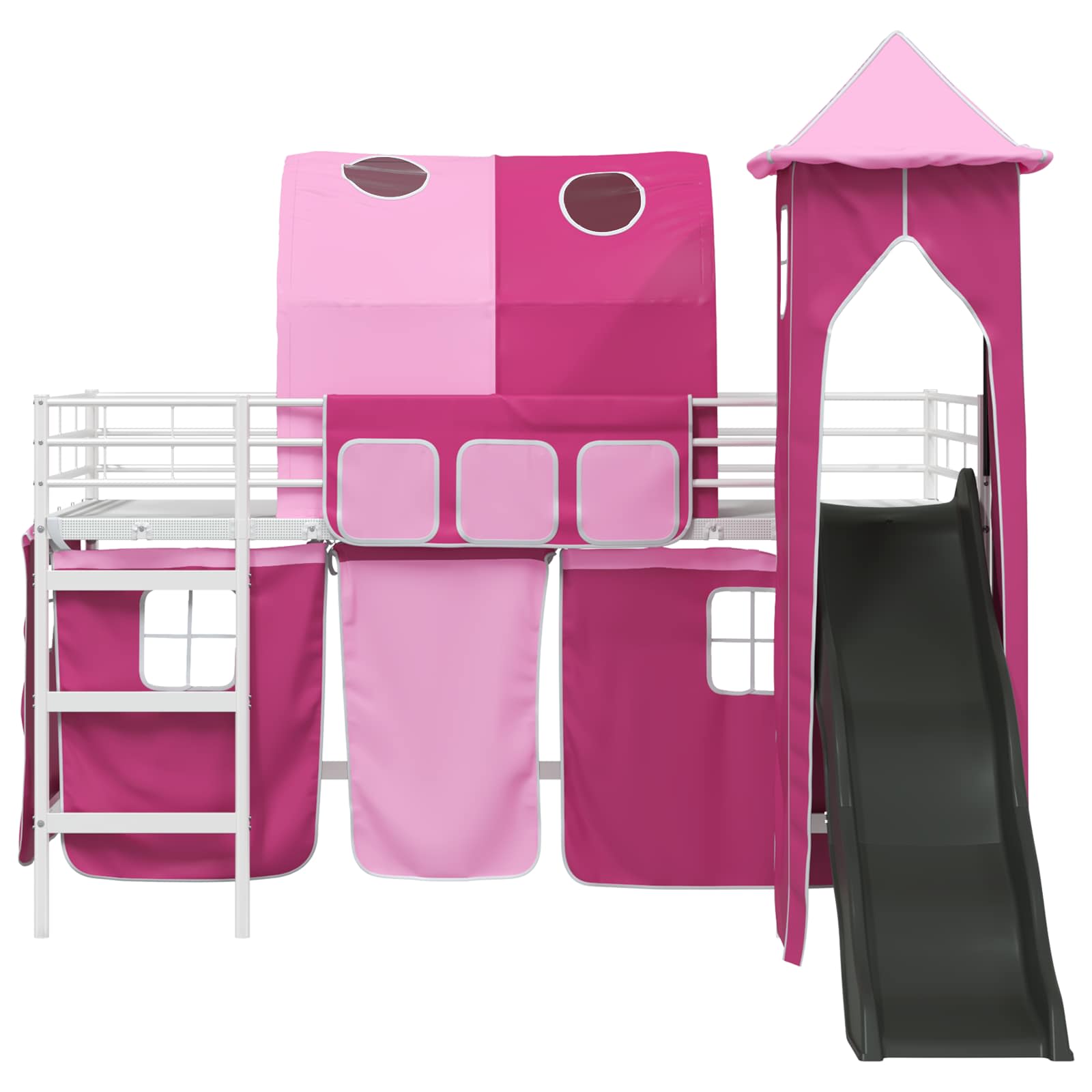 Loftbed voor Kids Wit en Roze 107 x 200 cm Metaal is nu te koop bij PeponiXL, paradijselijk wonen!